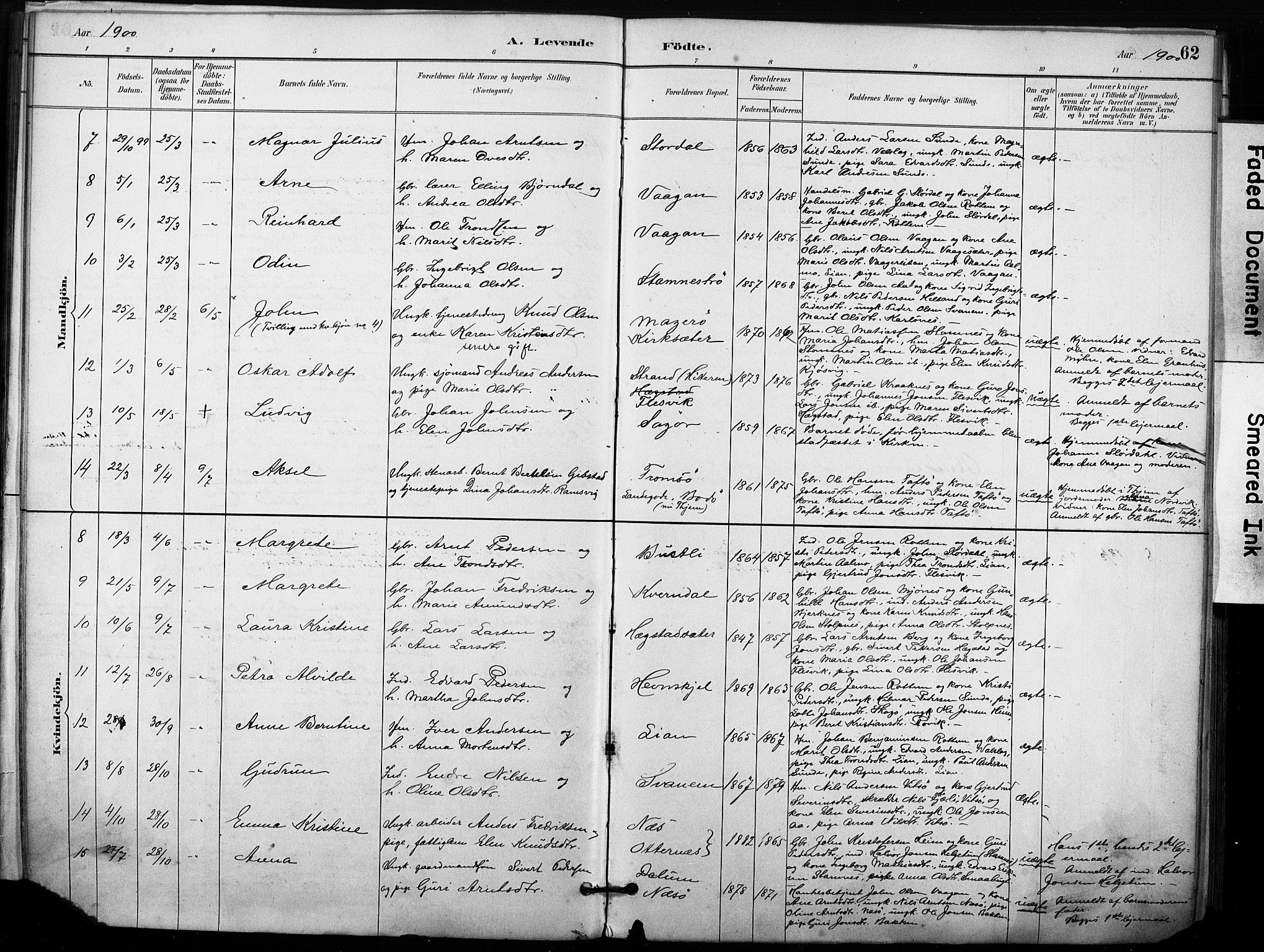 Ministerialprotokoller, klokkerbøker og fødselsregistre - Sør-Trøndelag, AV/SAT-A-1456/633/L0518: Parish register (official) no. 633A01, 1884-1906, p. 62