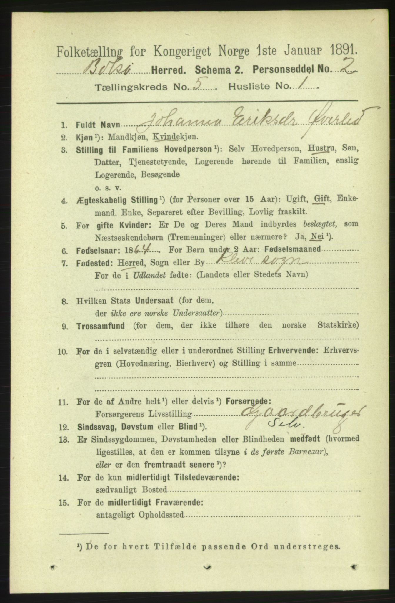 RA, 1891 census for 1544 Bolsøy, 1891, p. 3131