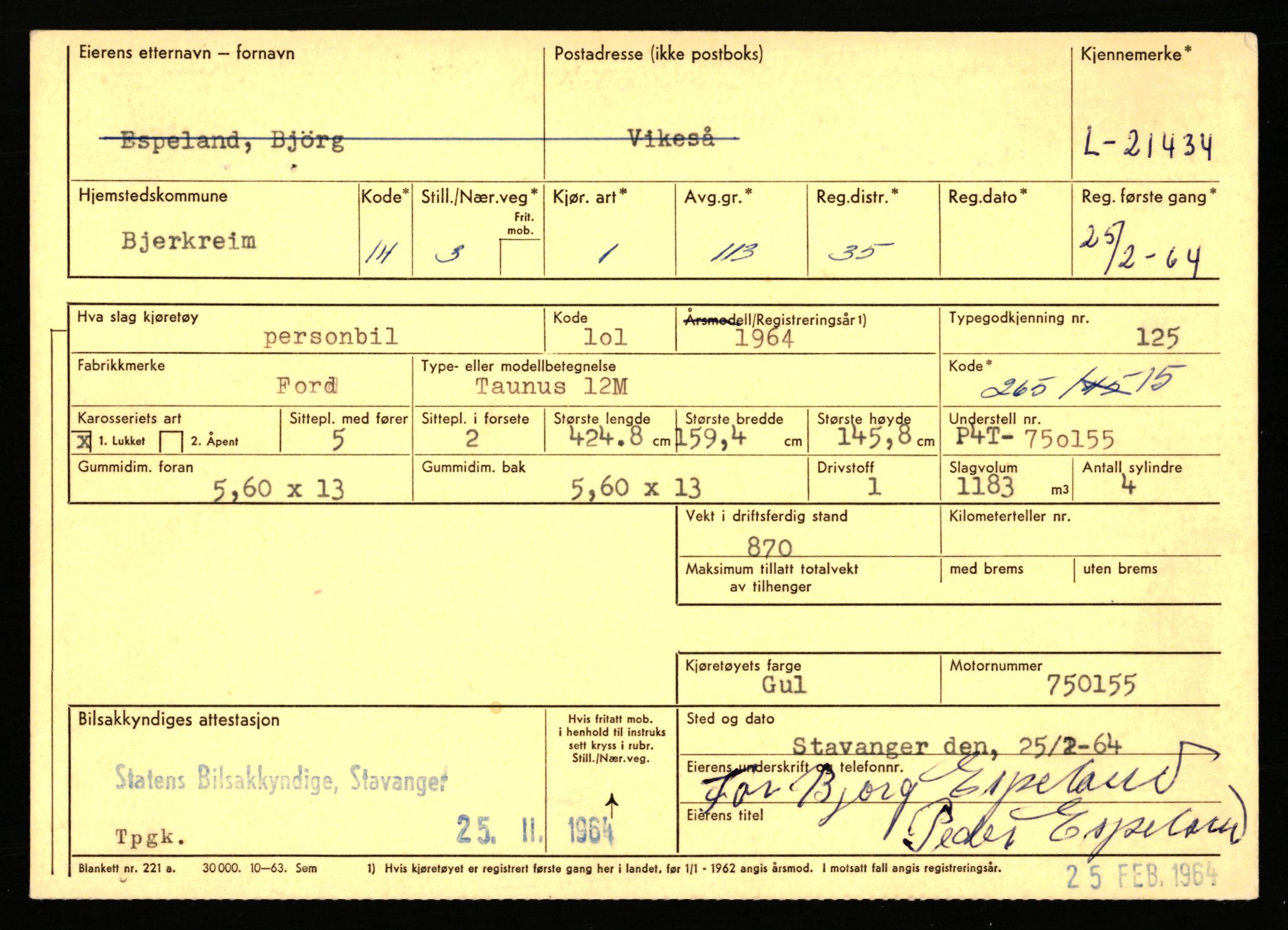 Stavanger trafikkstasjon, AV/SAST-A-101942/0/F/L0037: L-20500 - L-21499, 1930-1971, p. 2197