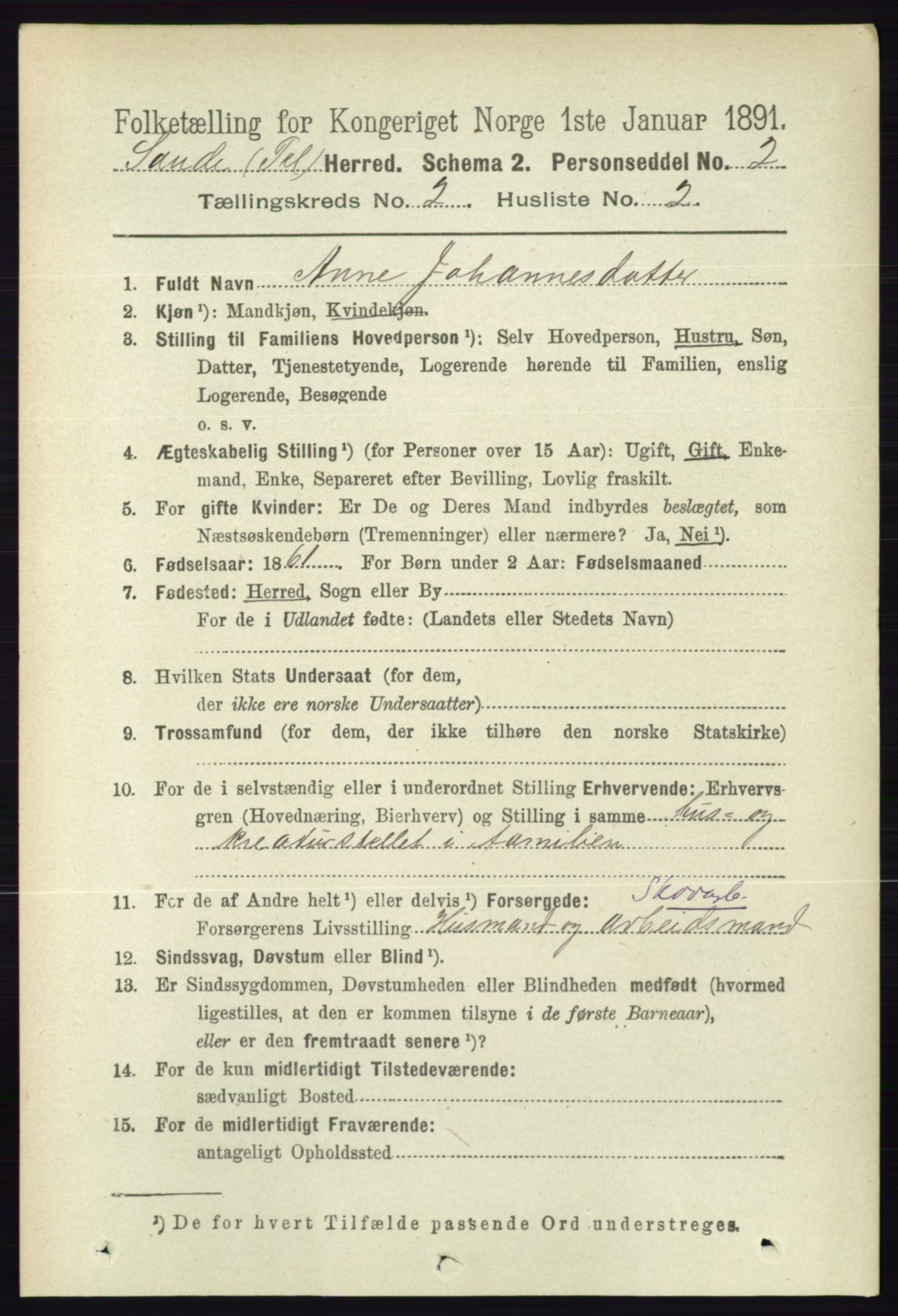 RA, 1891 census for 0822 Sauherad, 1891, p. 457