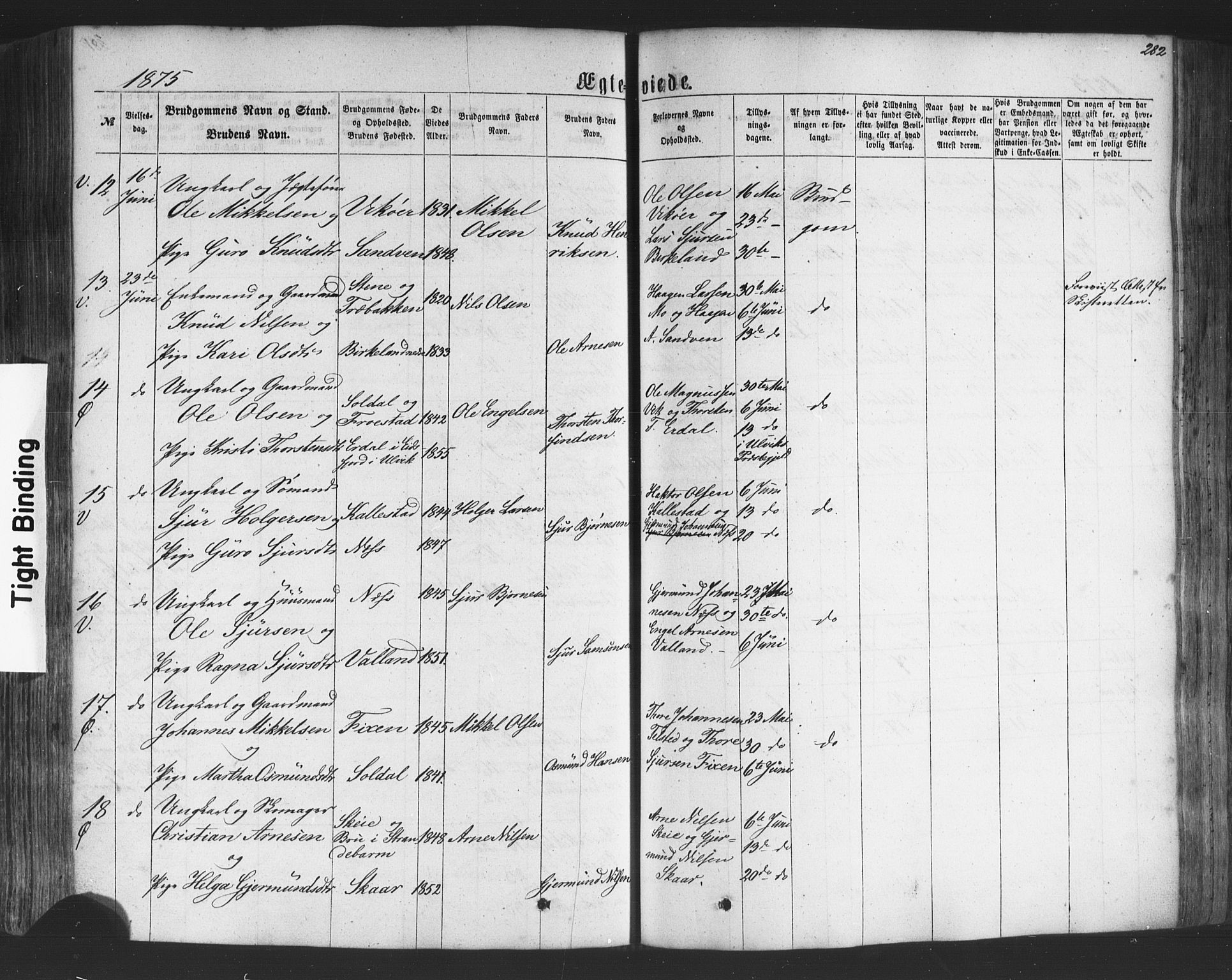 Kvam sokneprestembete, SAB/A-76201/H/Haa: Parish register (official) no. A 9, 1864-1879, p. 282