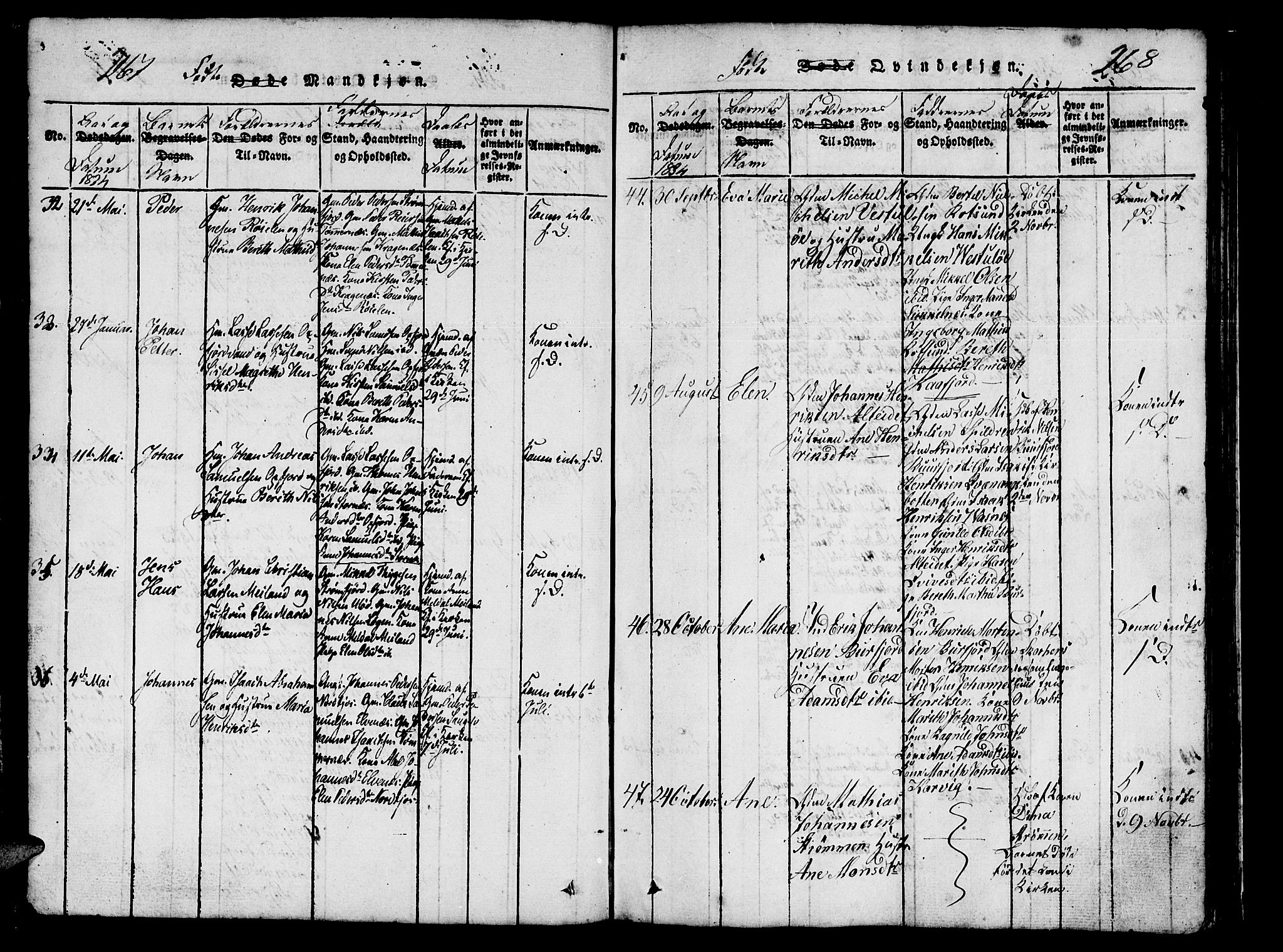 Skjervøy sokneprestkontor, AV/SATØ-S-1300/H/Ha/Hab/L0001klokker: Parish register (copy) no. 1, 1825-1838, p. 267-268