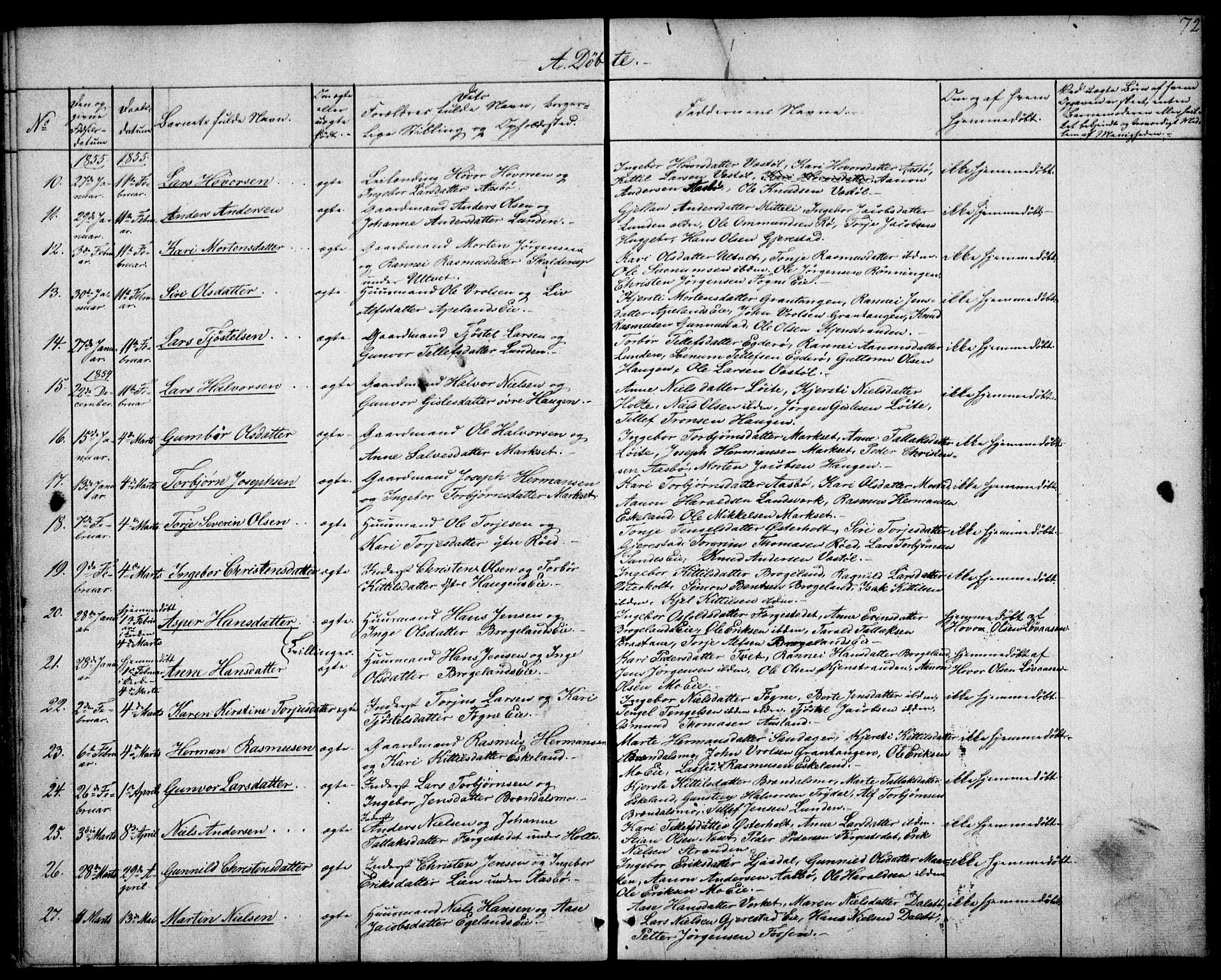 Gjerstad sokneprestkontor, SAK/1111-0014/F/Fa/Faa/L0006: Parish register (official) no. A 6, 1841-1857, p. 72