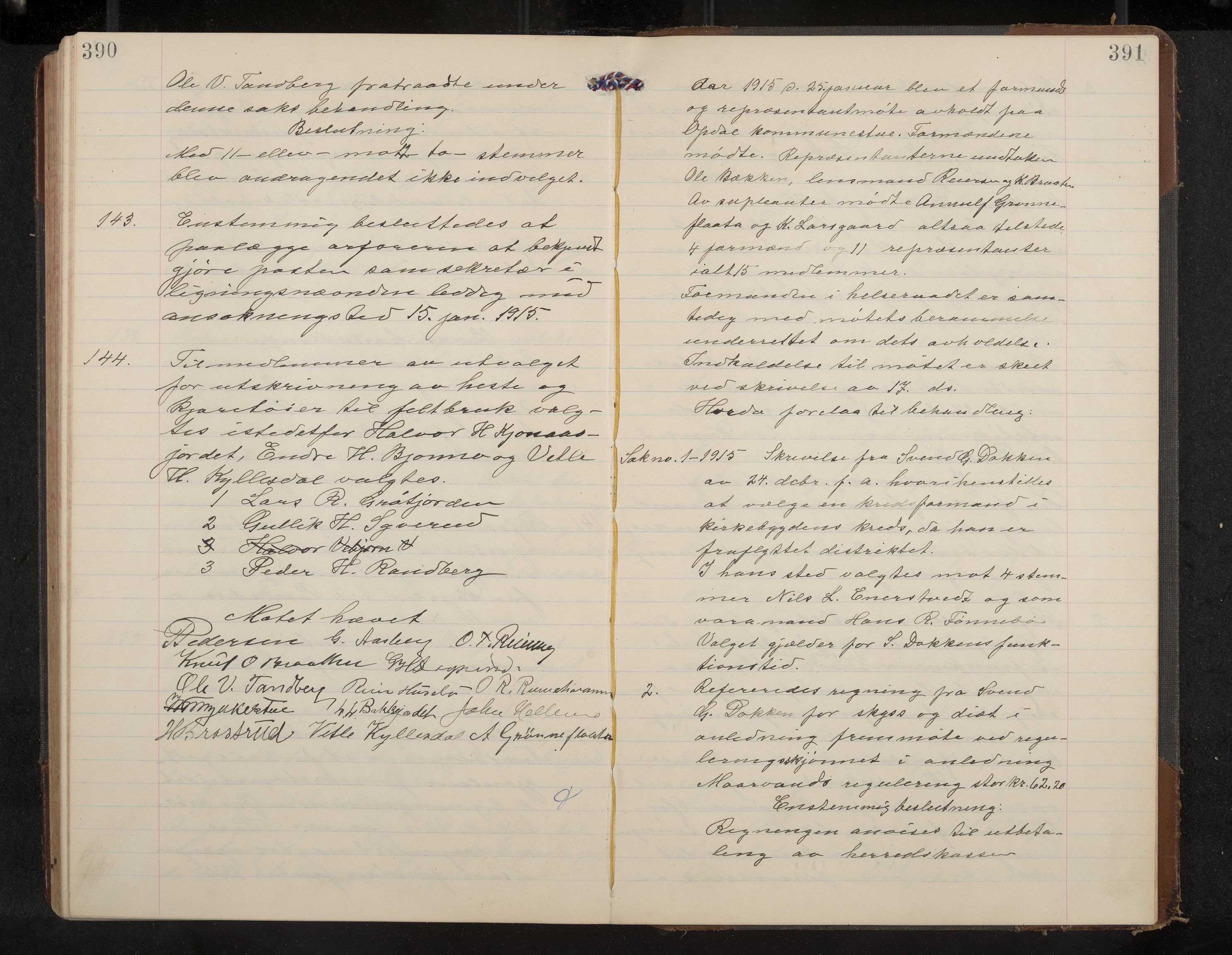 Uvdal formannskap og sentraladministrasjon, IKAK/0634021/A/Aa/L0002: Møtebok, 1909-1915, p. 390-391