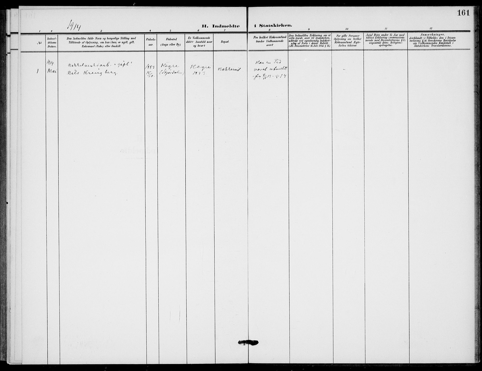 Hole kirkebøker, SAKO/A-228/F/Fb/L0003: Parish register (official) no. II 3, 1906-1916, p. 161