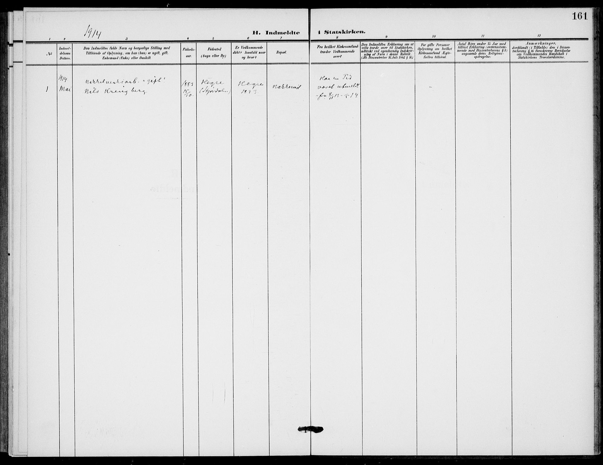 Hole kirkebøker, AV/SAKO-A-228/F/Fb/L0003: Parish register (official) no. II 3, 1906-1916, p. 161