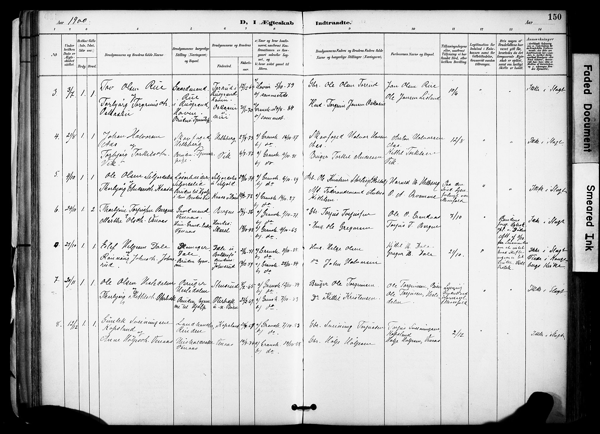 Gransherad kirkebøker, SAKO/A-267/F/Fa/L0005: Parish register (official) no. I 5, 1887-1916, p. 150