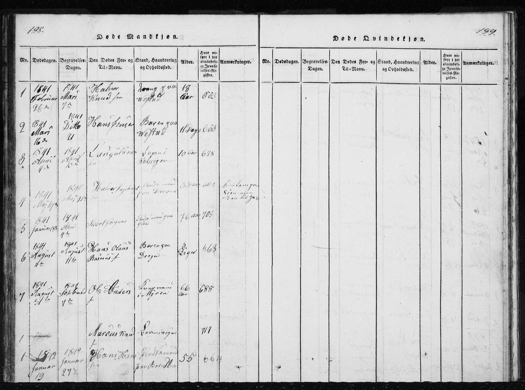 Ministerialprotokoller, klokkerbøker og fødselsregistre - Møre og Romsdal, AV/SAT-A-1454/566/L0772: Parish register (copy) no. 566C01, 1818-1845, p. 198-199