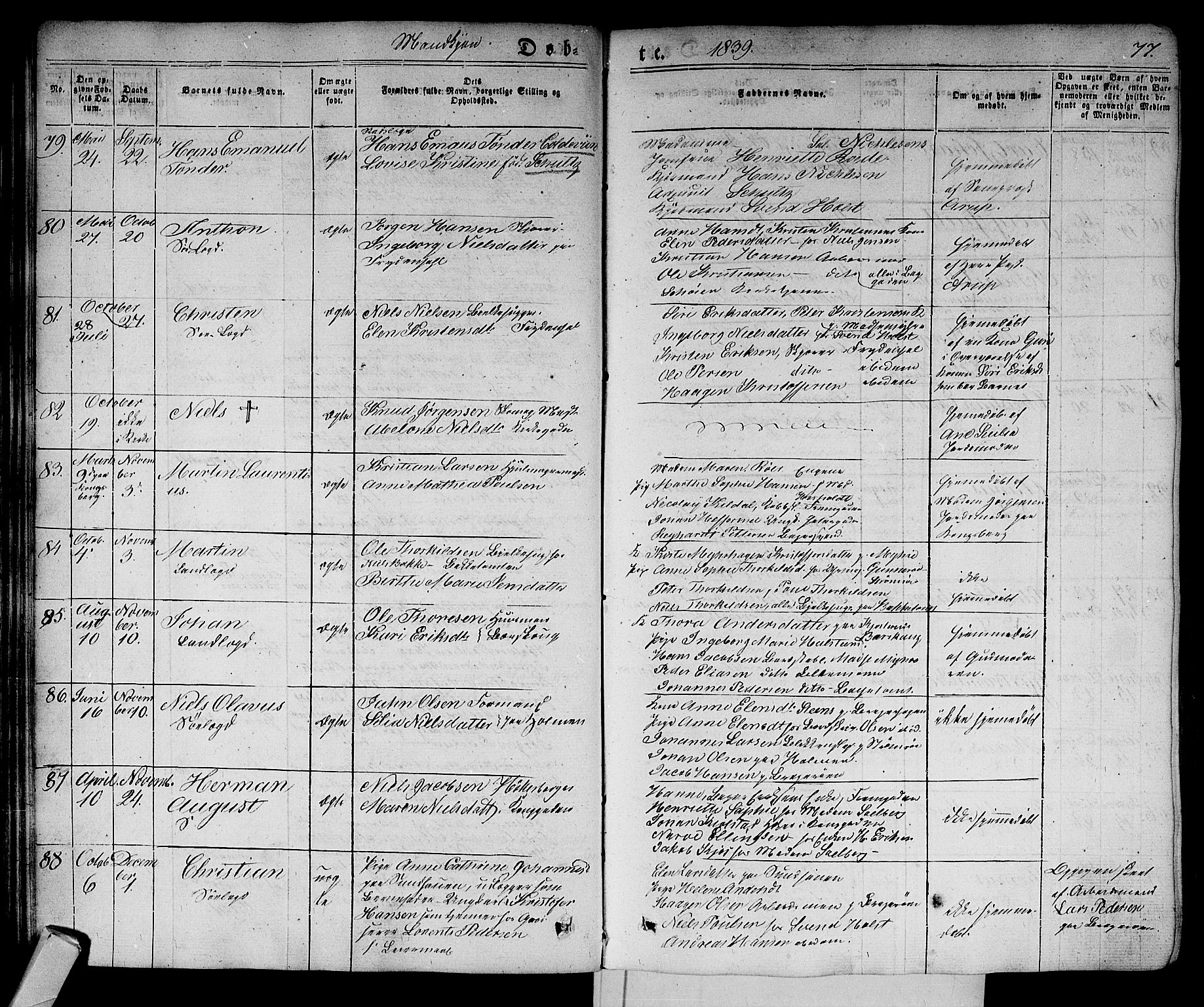 Bragernes kirkebøker, AV/SAKO-A-6/F/Fb/L0001: Parish register (official) no. II 1, 1830-1847, p. 77