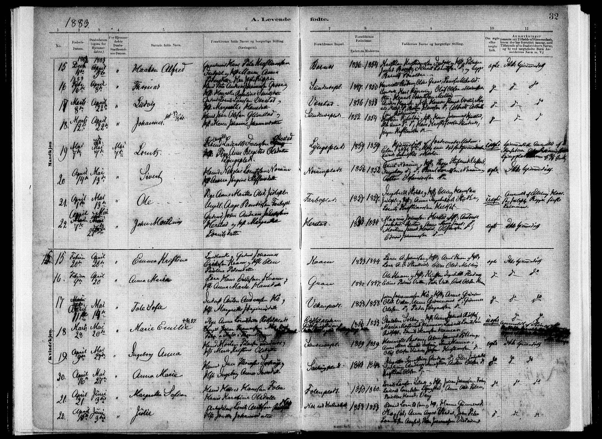 Ministerialprotokoller, klokkerbøker og fødselsregistre - Nord-Trøndelag, SAT/A-1458/730/L0285: Parish register (official) no. 730A10, 1879-1914, p. 32