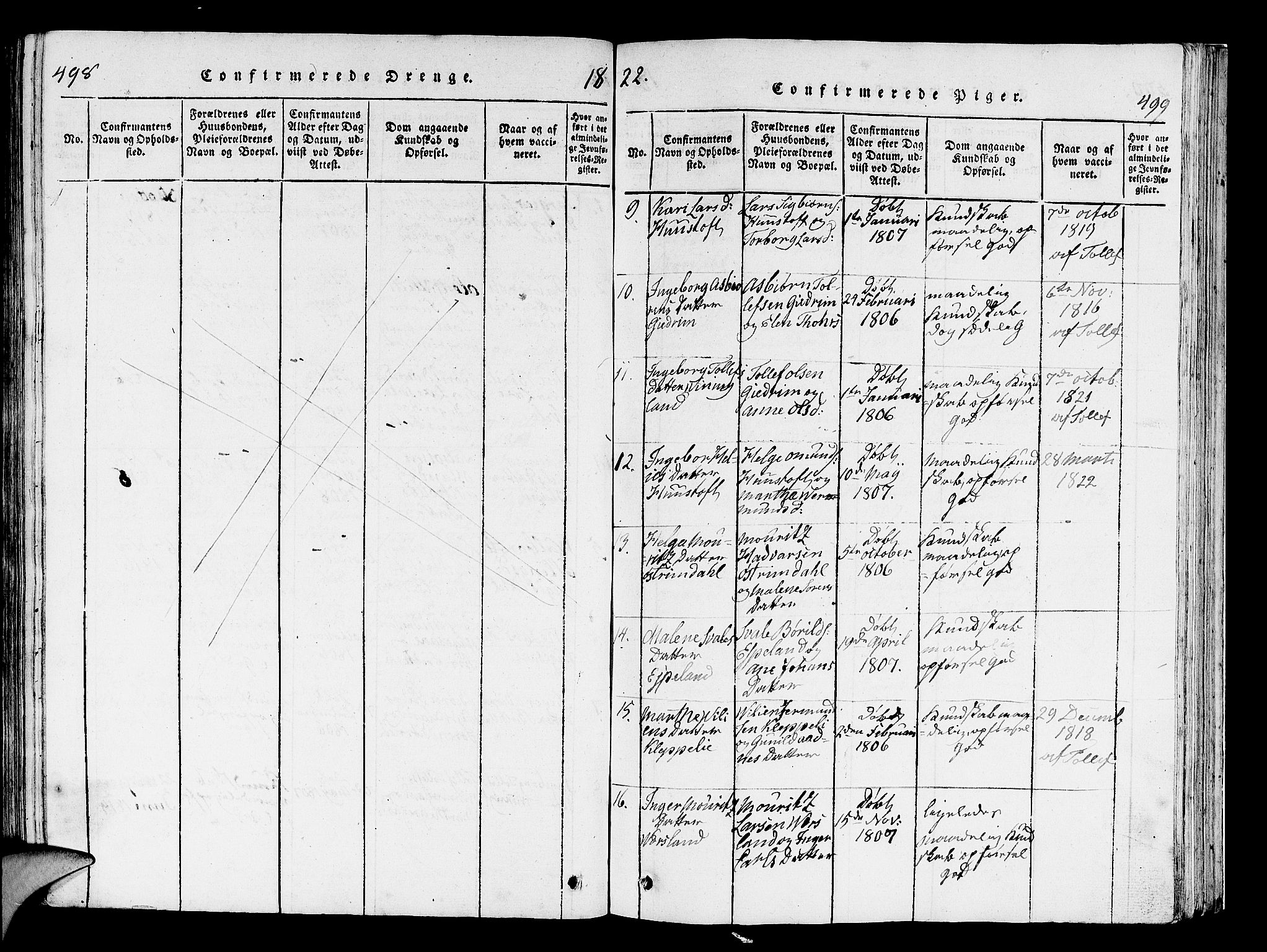 Helleland sokneprestkontor, AV/SAST-A-101810: Parish register (official) no. A 5, 1815-1834, p. 498-499