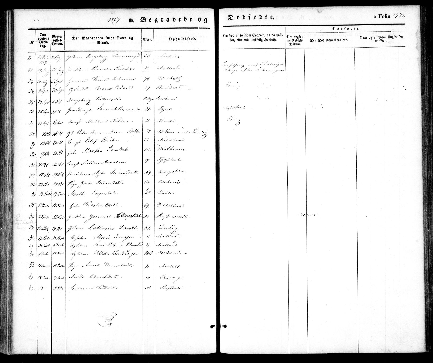 Hommedal sokneprestkontor, SAK/1111-0023/F/Fa/Fab/L0004: Parish register (official) no. A 4, 1848-1860, p. 342