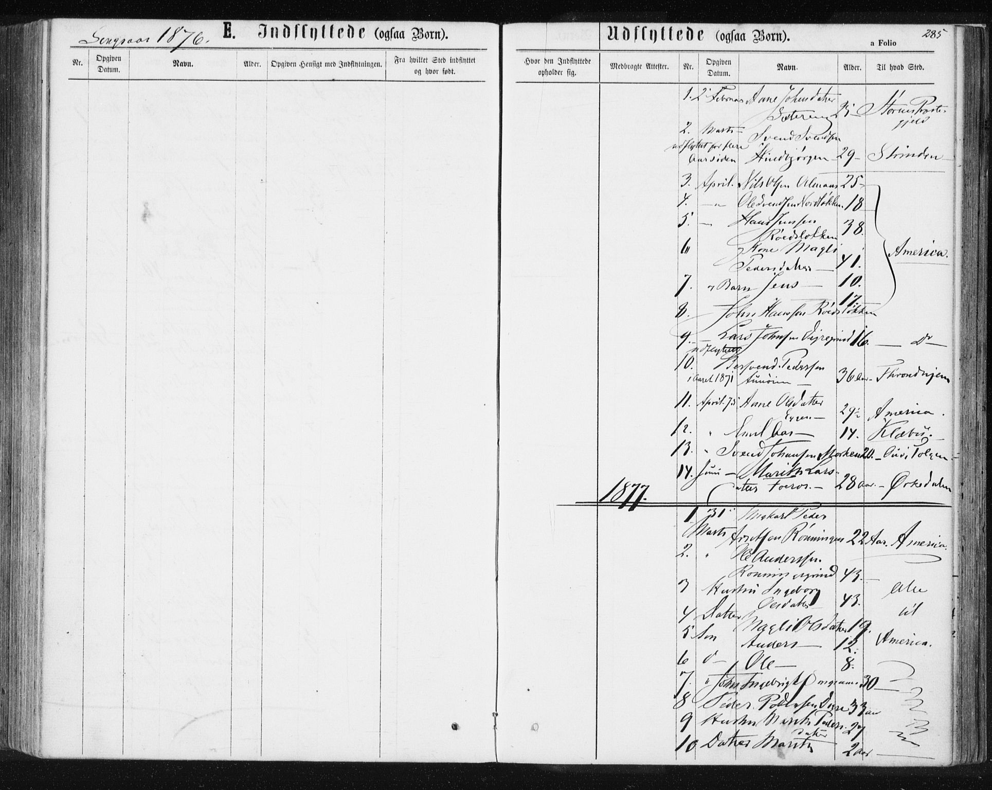 Ministerialprotokoller, klokkerbøker og fødselsregistre - Sør-Trøndelag, SAT/A-1456/685/L0970: Parish register (official) no. 685A08 /2, 1870-1878, p. 285
