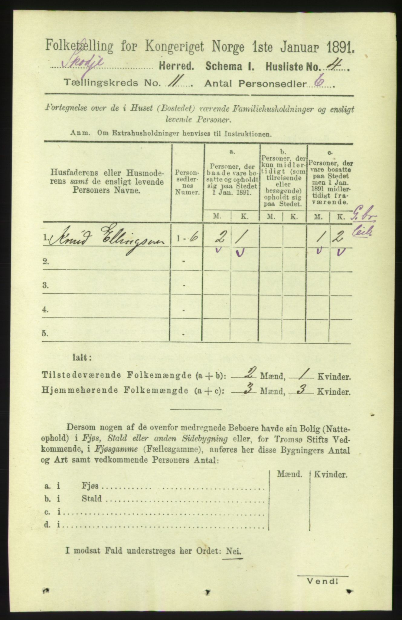 RA, 1891 census for 1529 Skodje, 1891, p. 2271