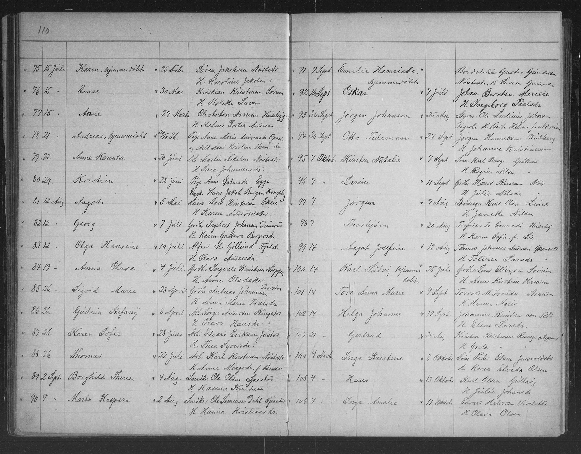 Lier kirkebøker, AV/SAKO-A-230/G/Gb/L0001: Parish register (copy) no. II 1, 1874-1898, p. 110-111