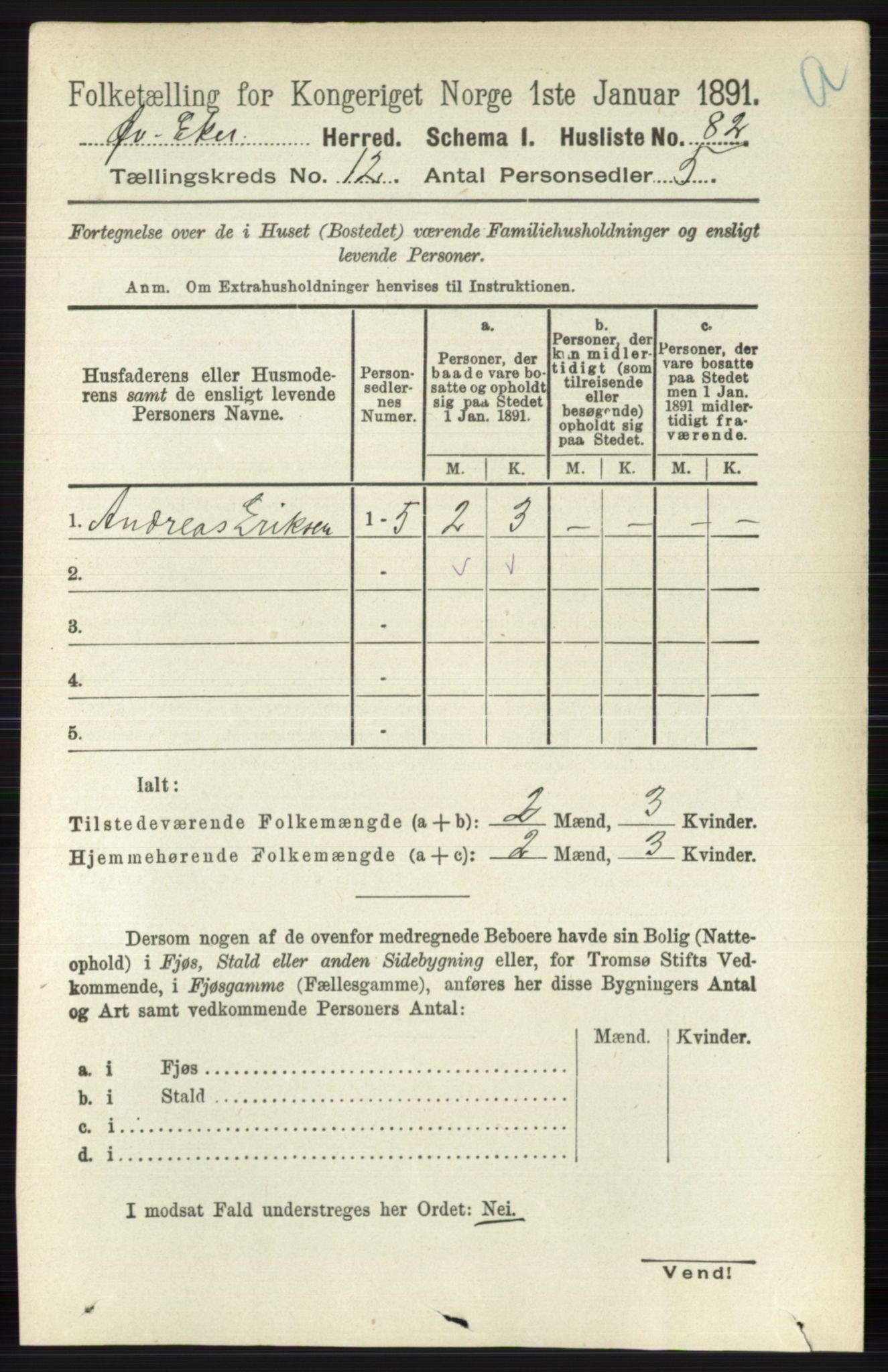 RA, 1891 census for 0624 Øvre Eiker, 1891, p. 5281