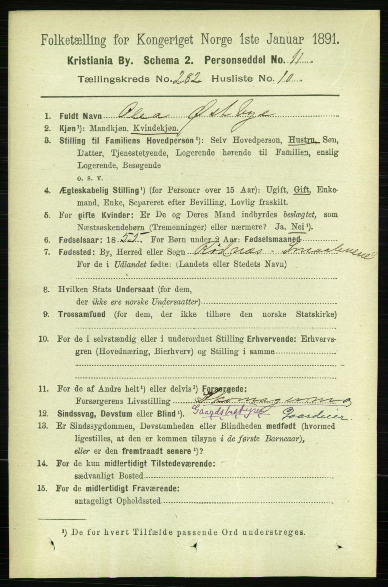RA, 1891 census for 0301 Kristiania, 1891, p. 171893