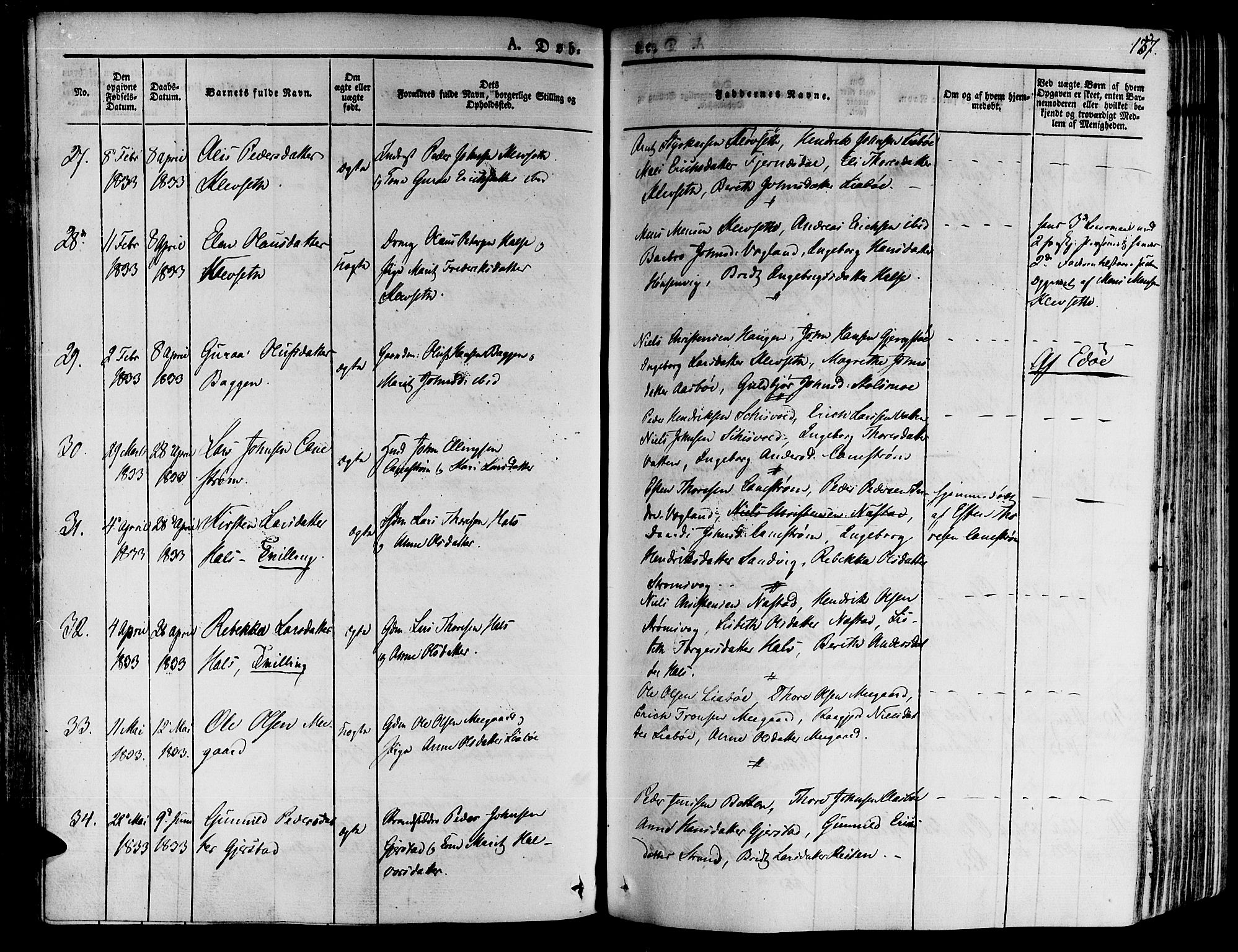 Ministerialprotokoller, klokkerbøker og fødselsregistre - Møre og Romsdal, AV/SAT-A-1454/592/L1025: Parish register (official) no. 592A03 /2, 1831-1849, p. 157