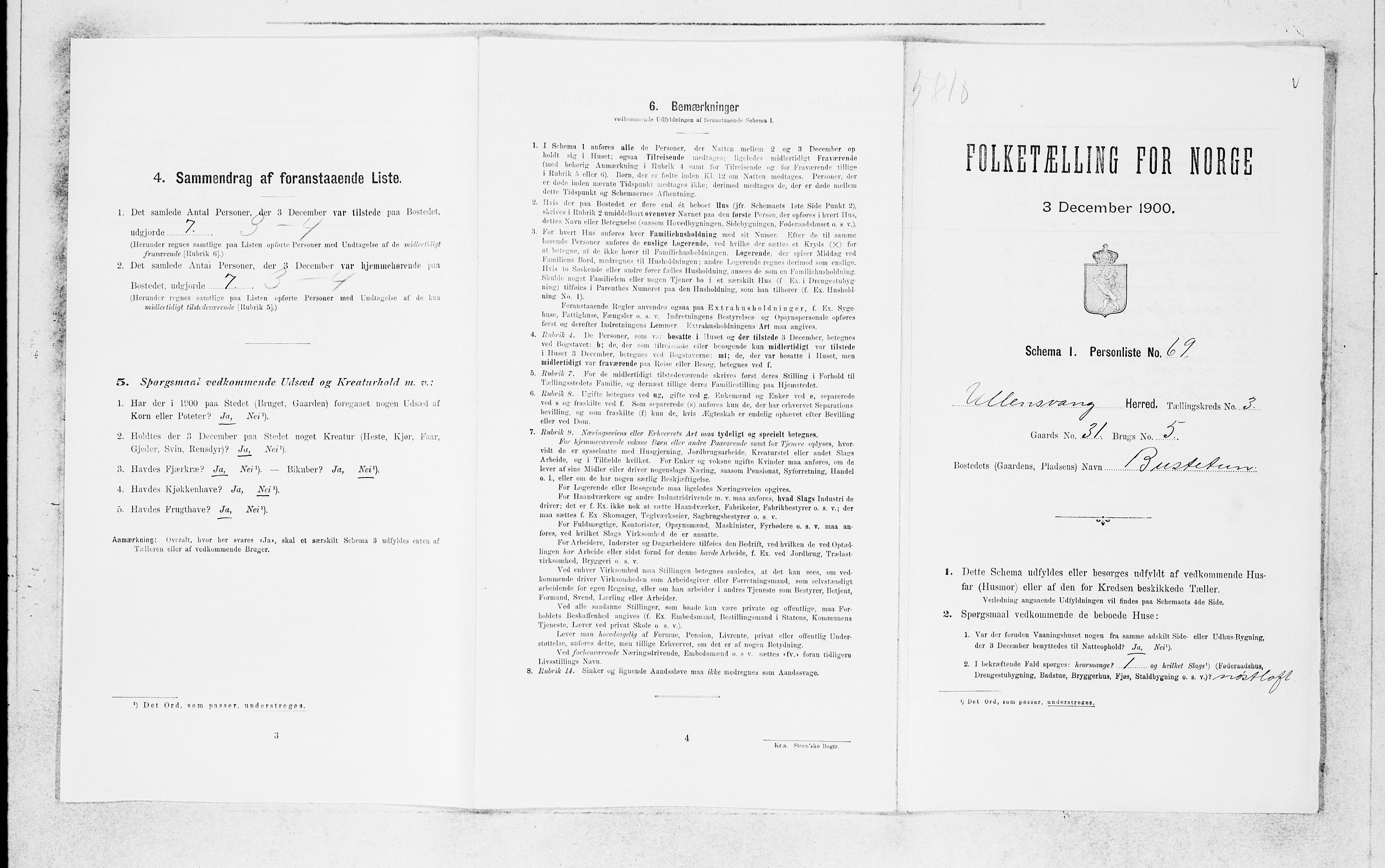 SAB, 1900 census for Ullensvang, 1900, p. 473
