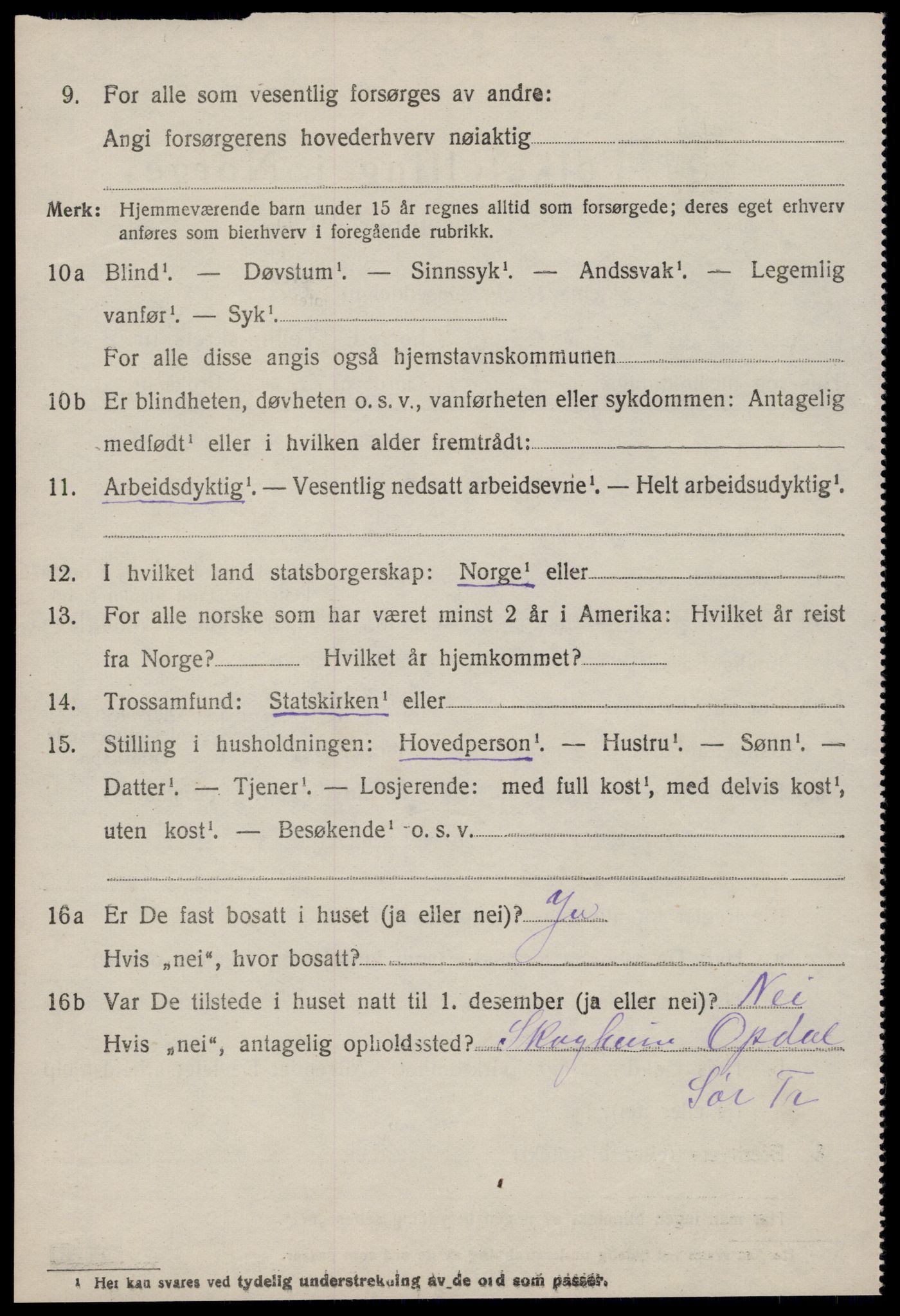 SAT, 1920 census for Tingvoll, 1920, p. 6799