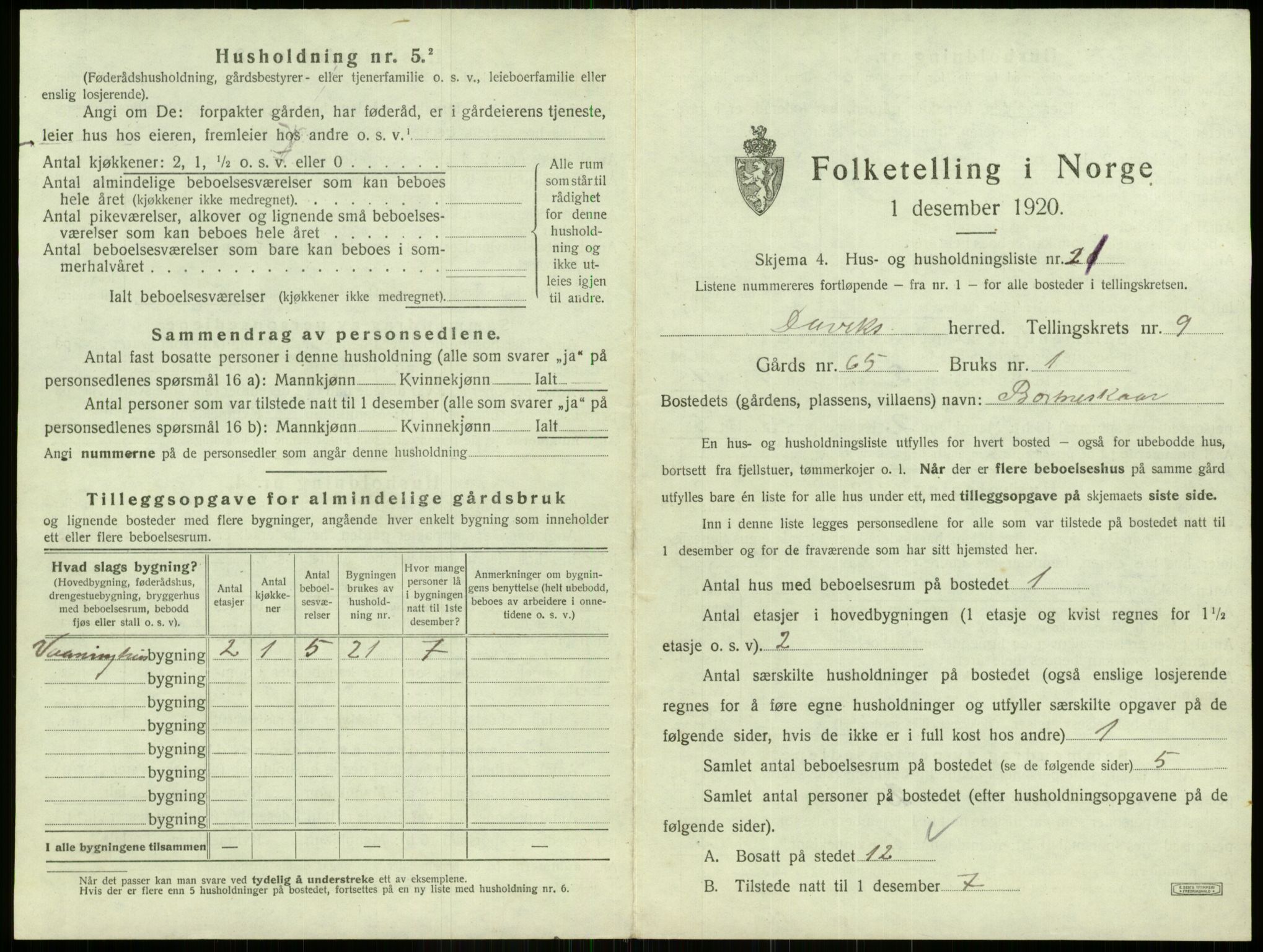 SAB, 1920 census for Davik, 1920, p. 686