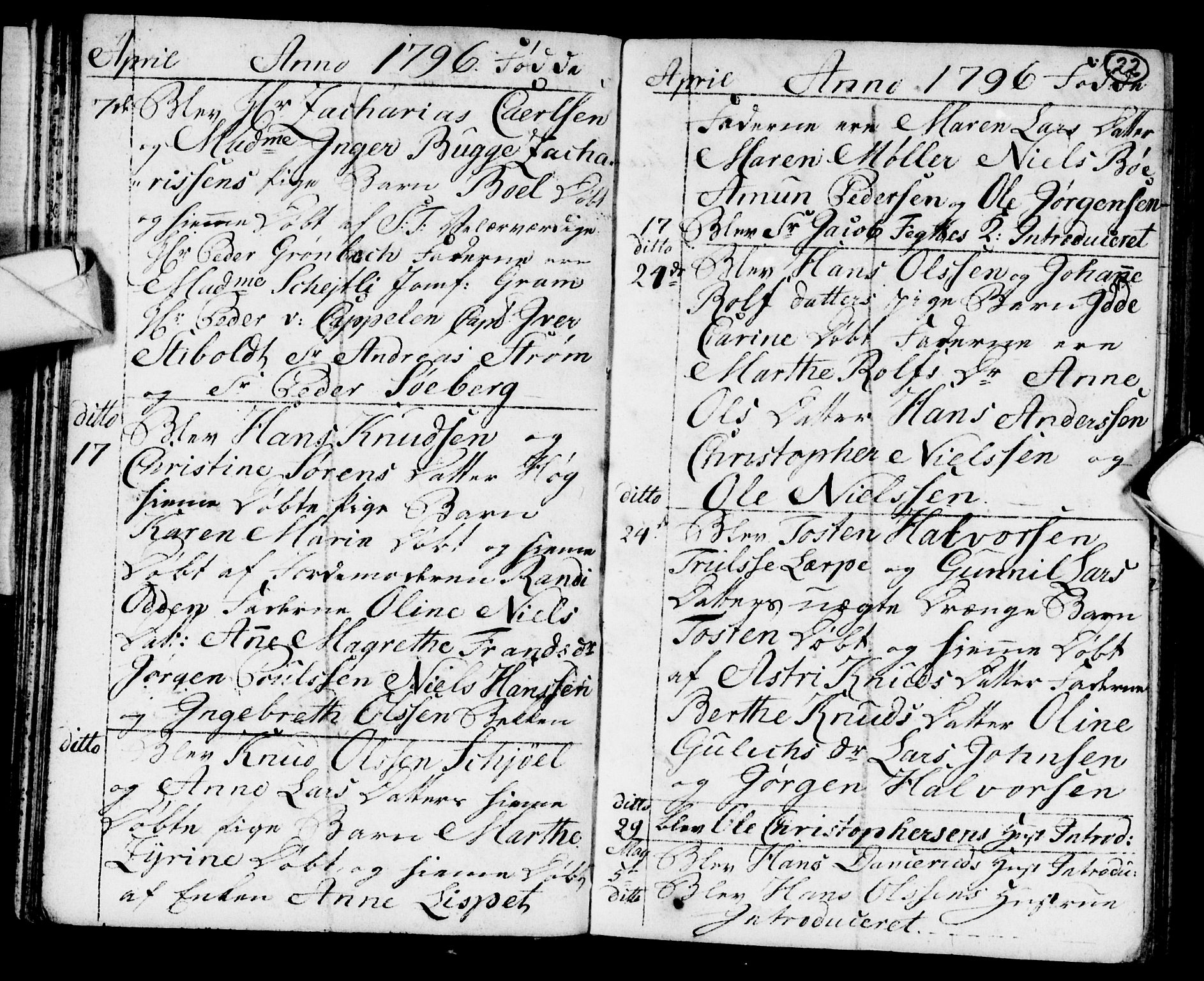 Strømsø kirkebøker, AV/SAKO-A-246/F/Fb/L0003: Parish register (official) no. II 3, 1793-1799, p. 22