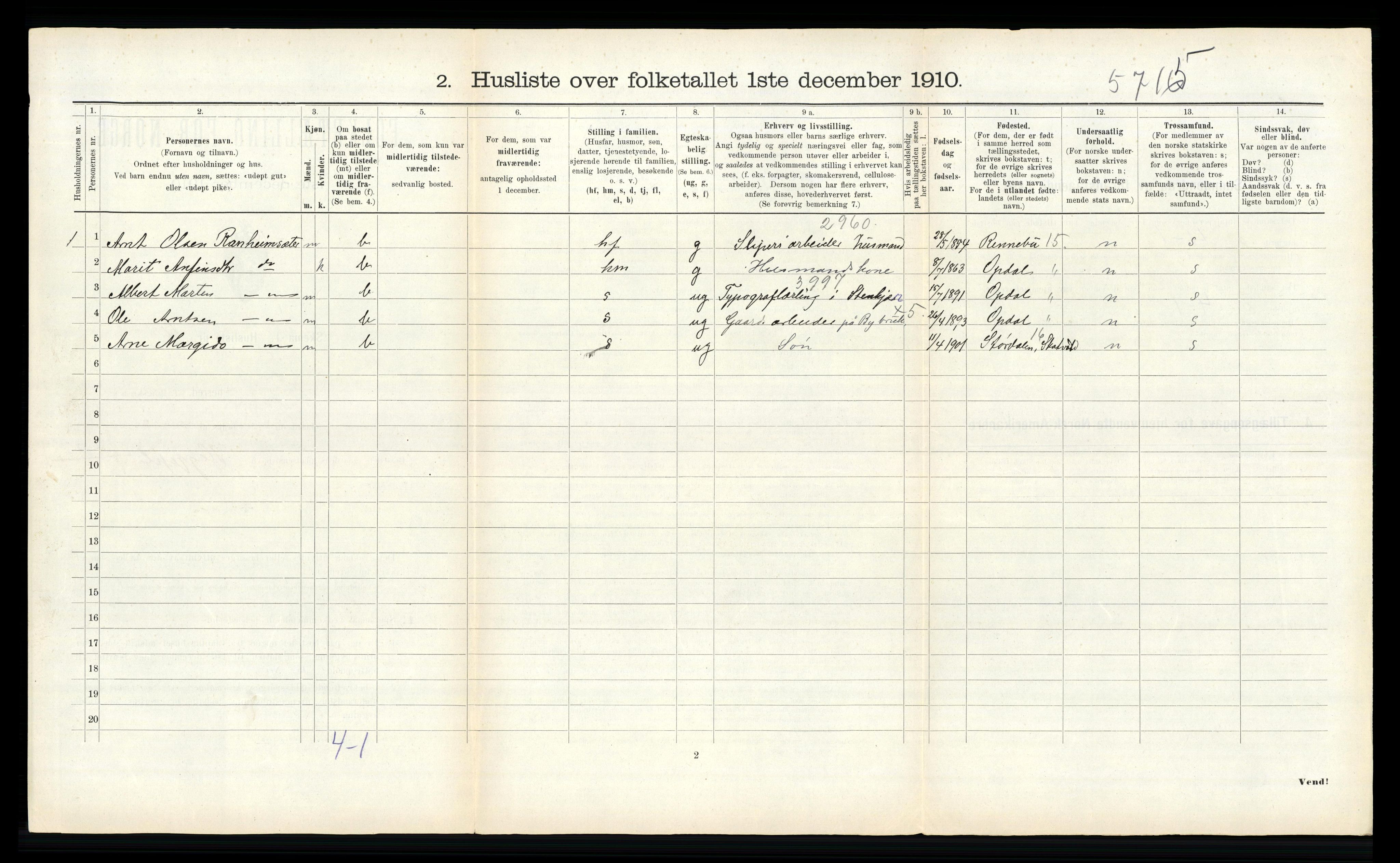 RA, 1910 census for Egge, 1910, p. 176