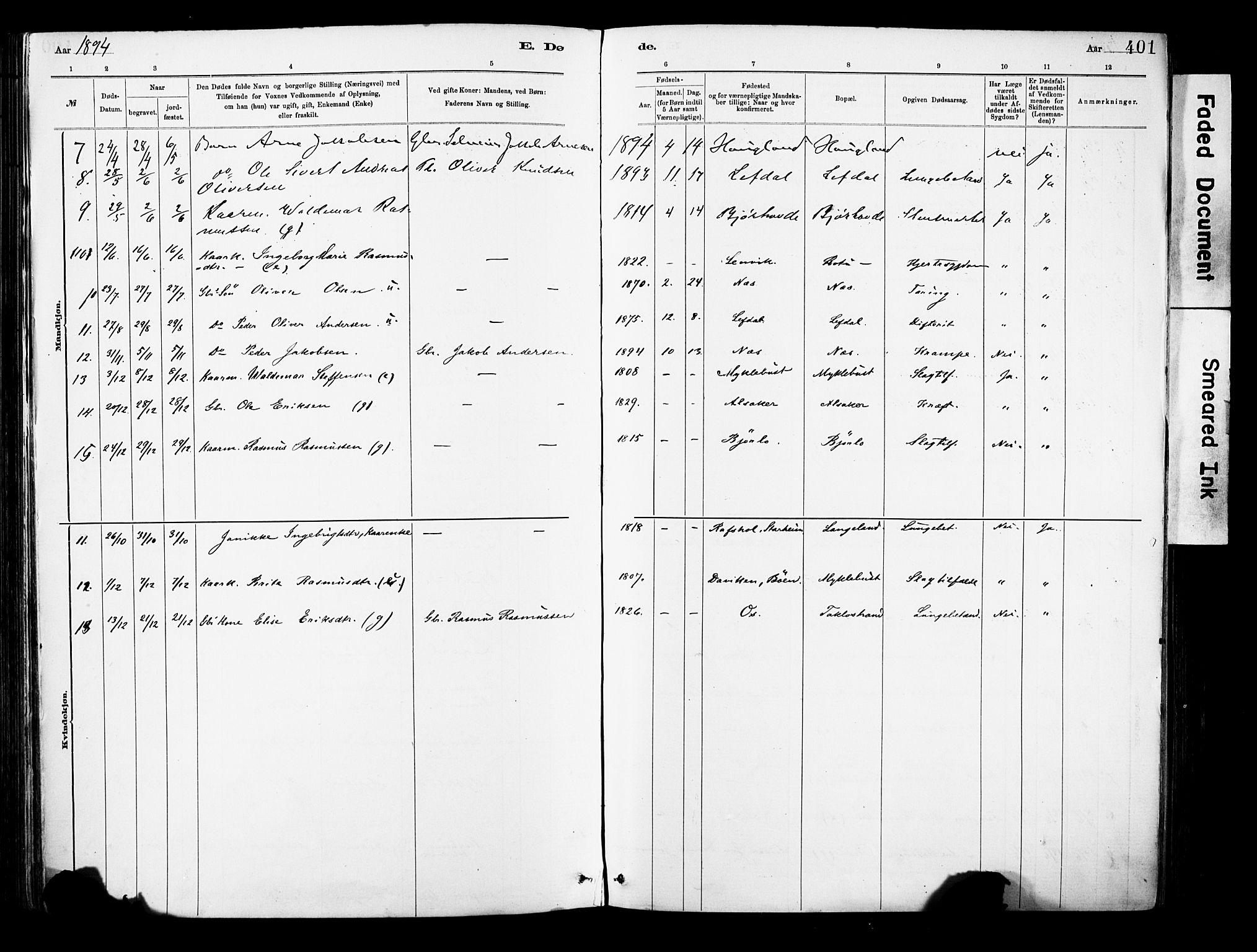 Eid sokneprestembete, AV/SAB-A-82301/H/Haa/Haab/L0001: Parish register (official) no. B 1, 1879-1906, p. 401