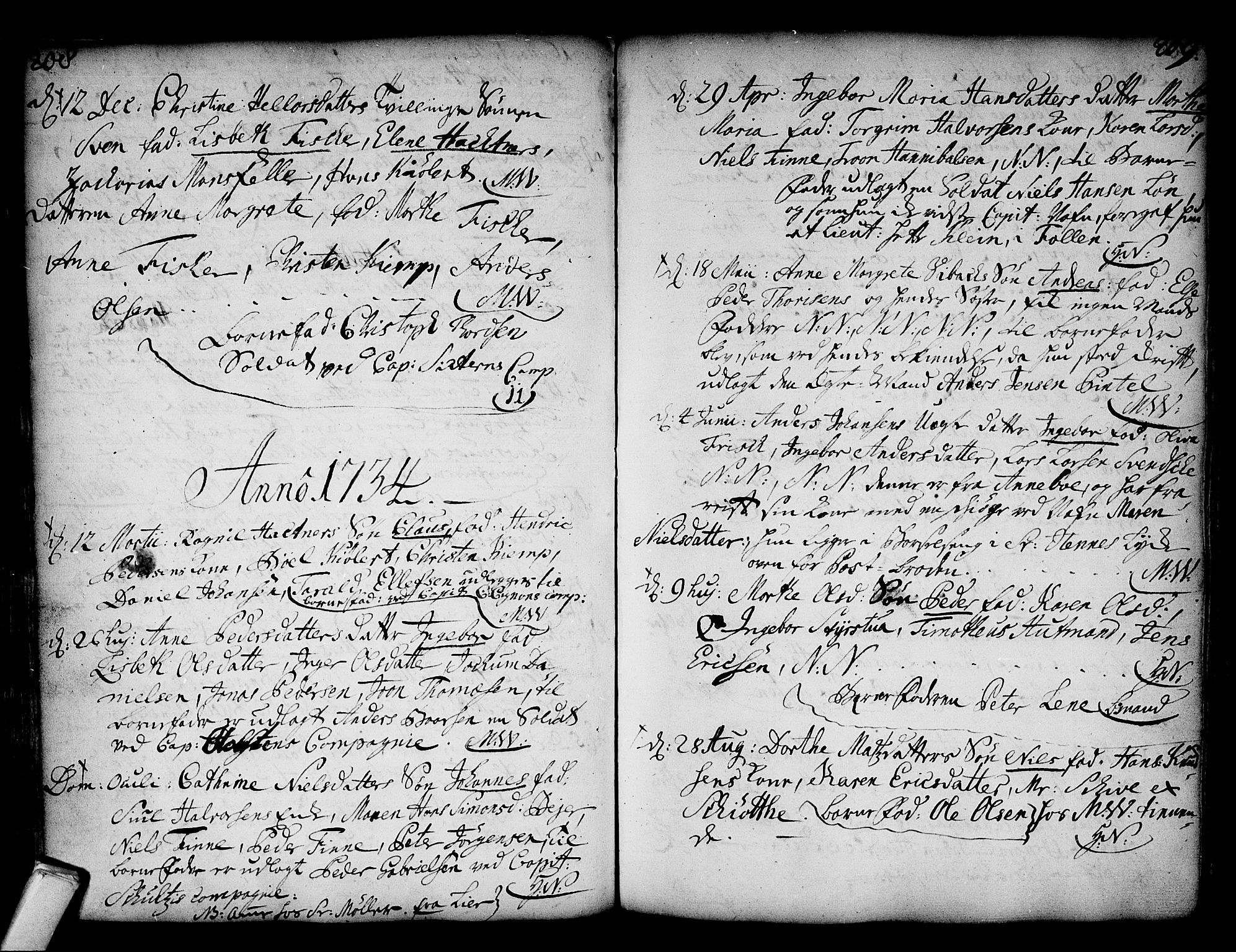 Kongsberg kirkebøker, AV/SAKO-A-22/F/Fa/L0002: Parish register (official) no. I 2, 1721-1743, p. 208-209