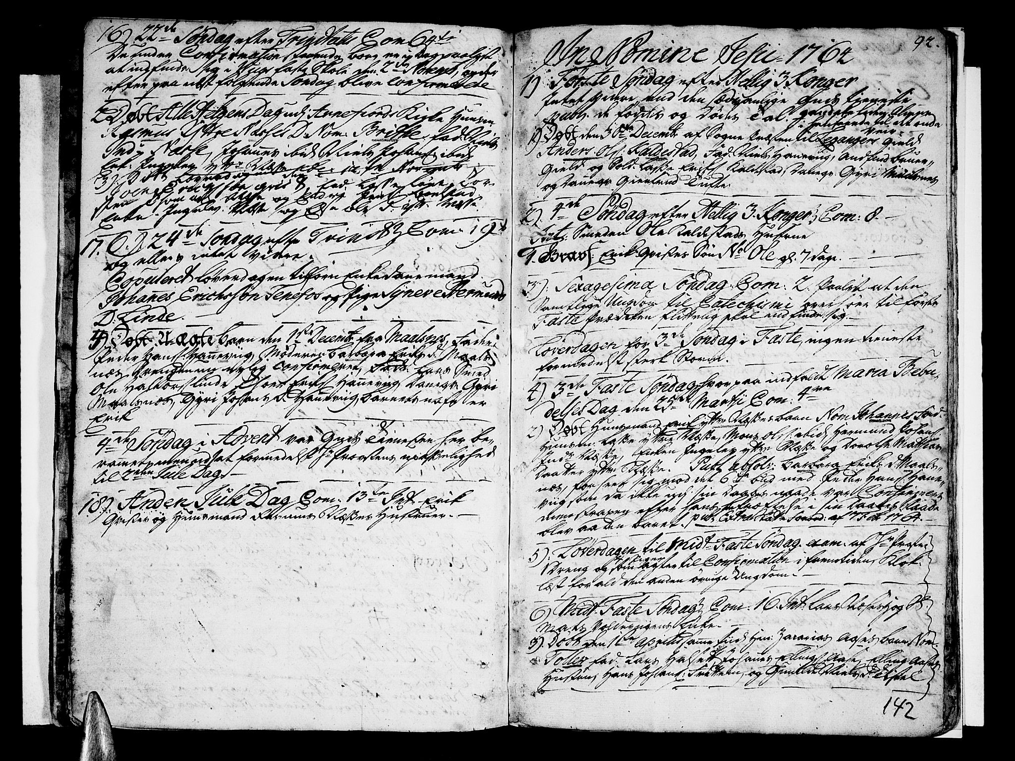Vik sokneprestembete, SAB/A-81501: Parish register (official) no. A 3 /4, 1755-1771, p. 142