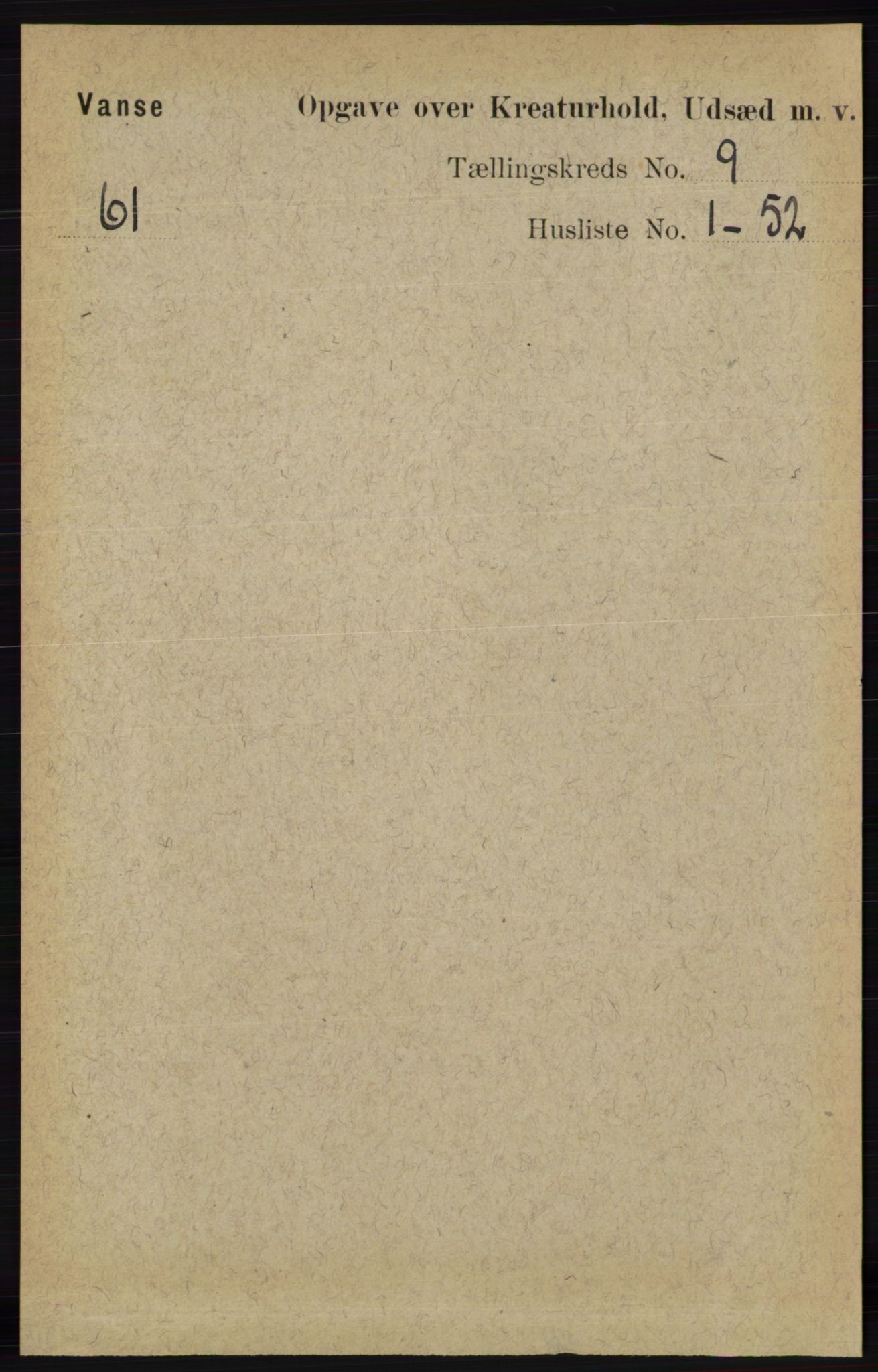 RA, 1891 census for 1041 Vanse, 1891, p. 9587