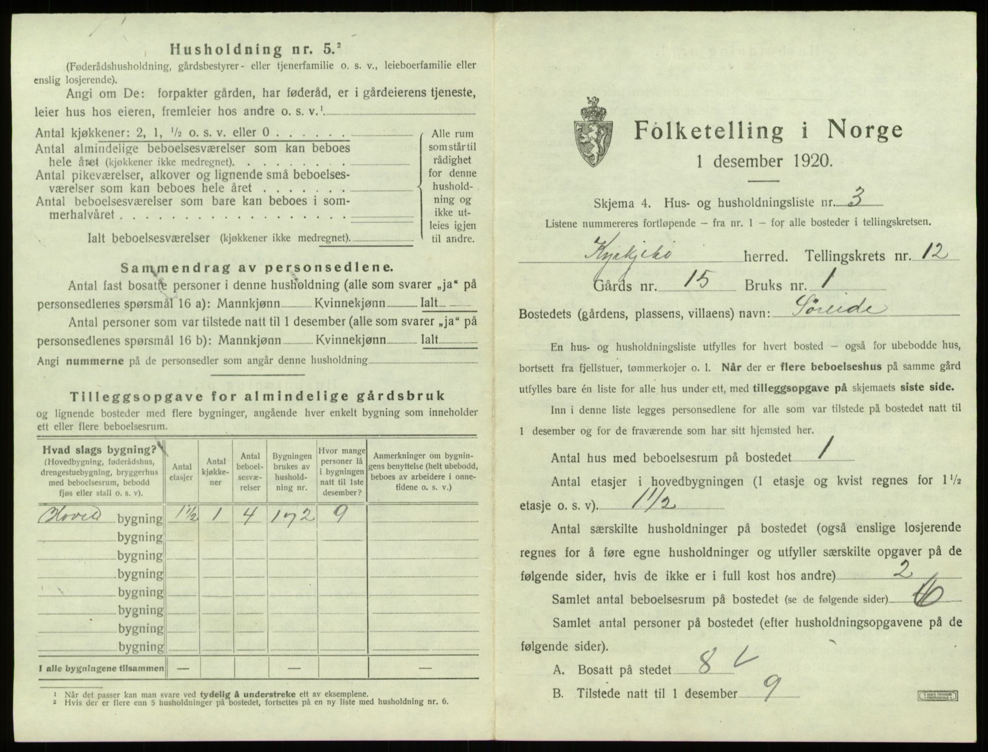 SAB, 1920 census for Kyrkjebø, 1920, p. 119