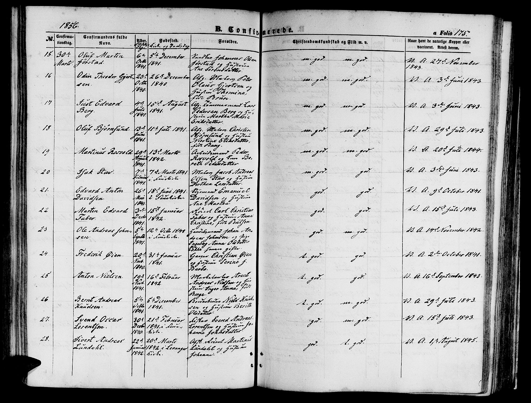 Ministerialprotokoller, klokkerbøker og fødselsregistre - Sør-Trøndelag, SAT/A-1456/602/L0138: Parish register (copy) no. 602C06, 1853-1858, p. 175
