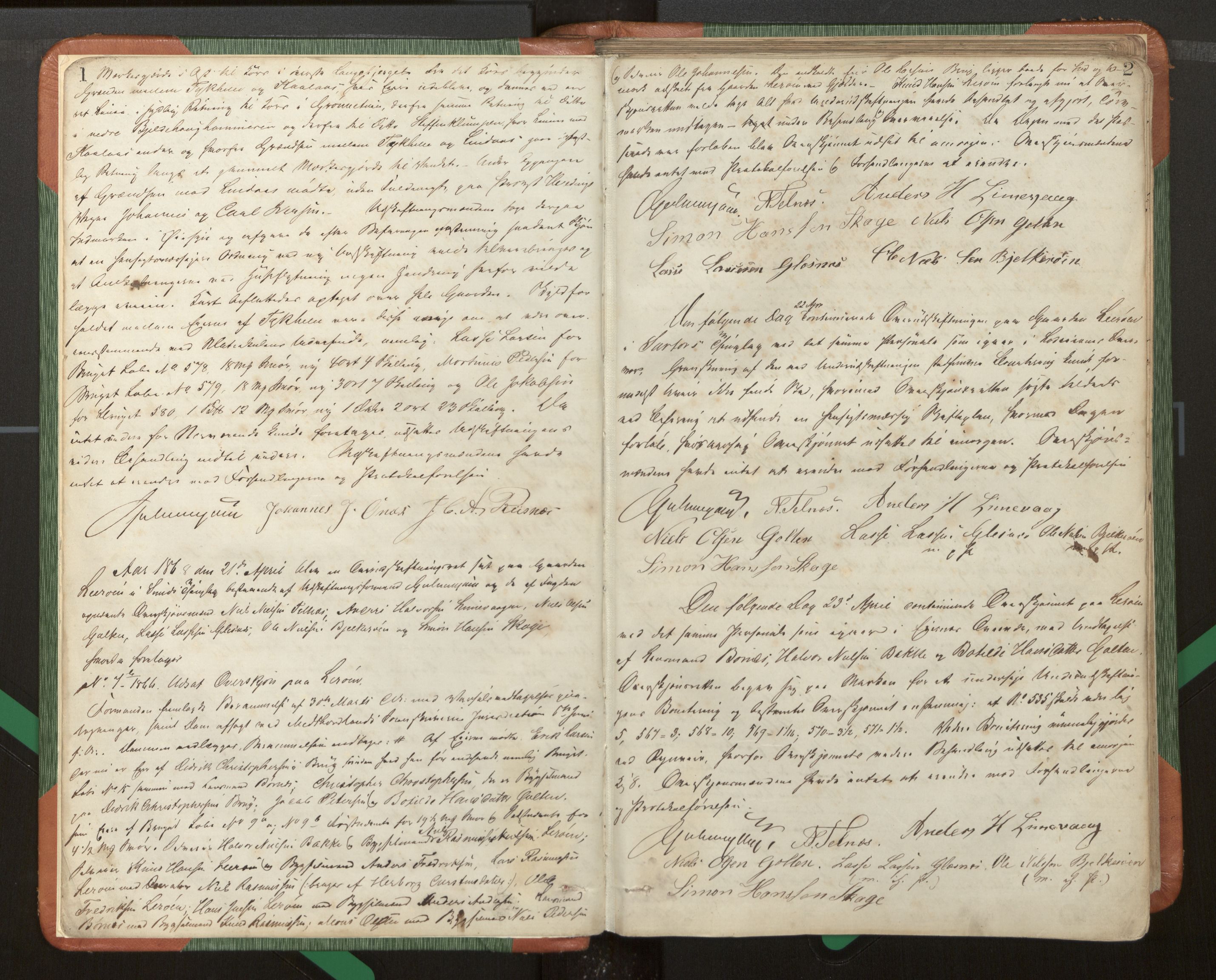 Hordaland jordskiftedøme - I Nordhordland jordskiftedistrikt, AV/SAB-A-6801/A/Aa/L0004: Forhandlingsprotokoll, 1867-1872, p. 1-2