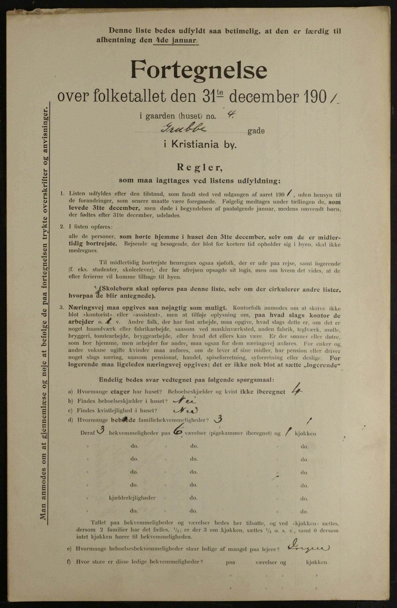 OBA, Municipal Census 1901 for Kristiania, 1901, p. 4909