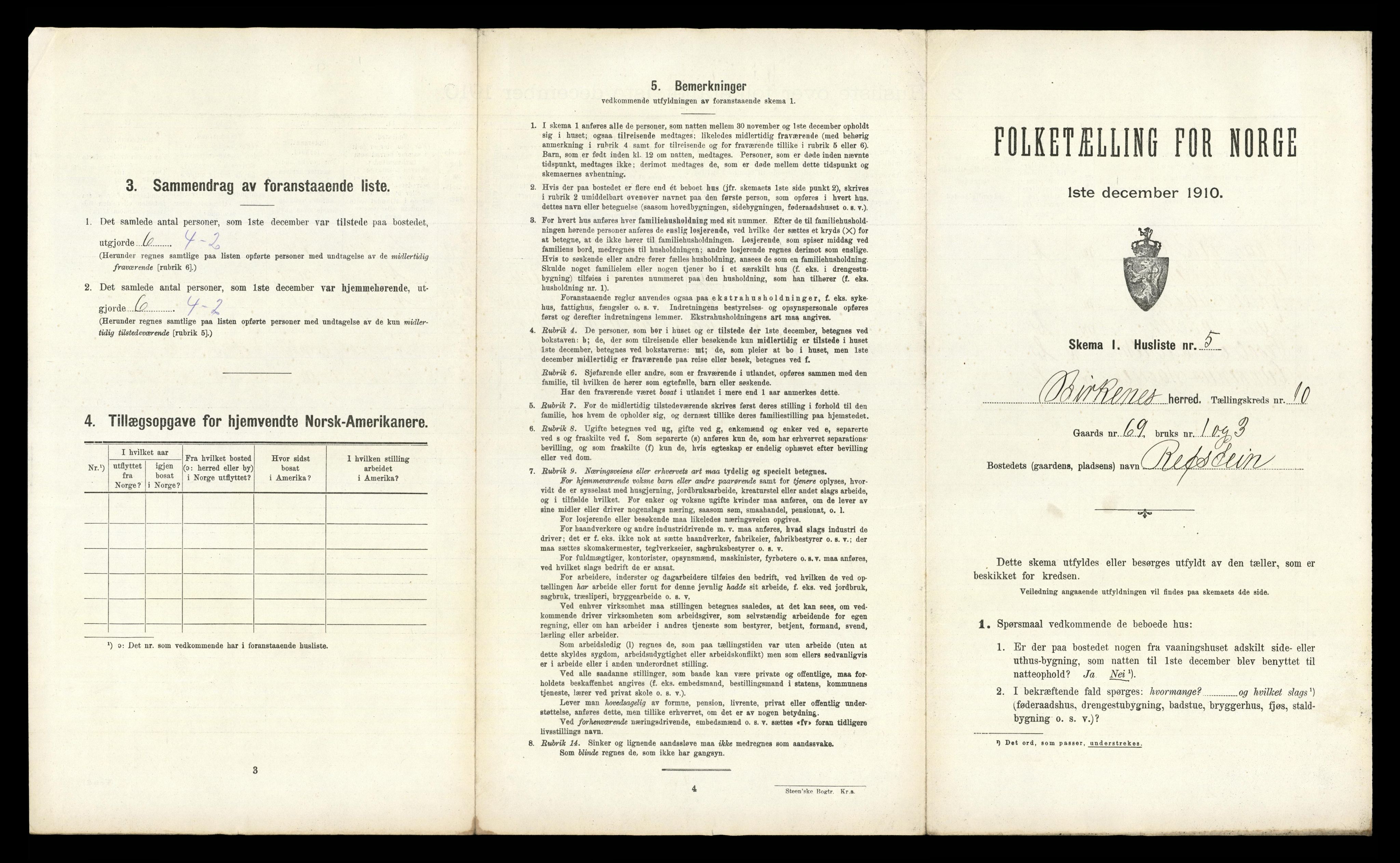 RA, 1910 census for Birkenes, 1910, p. 746