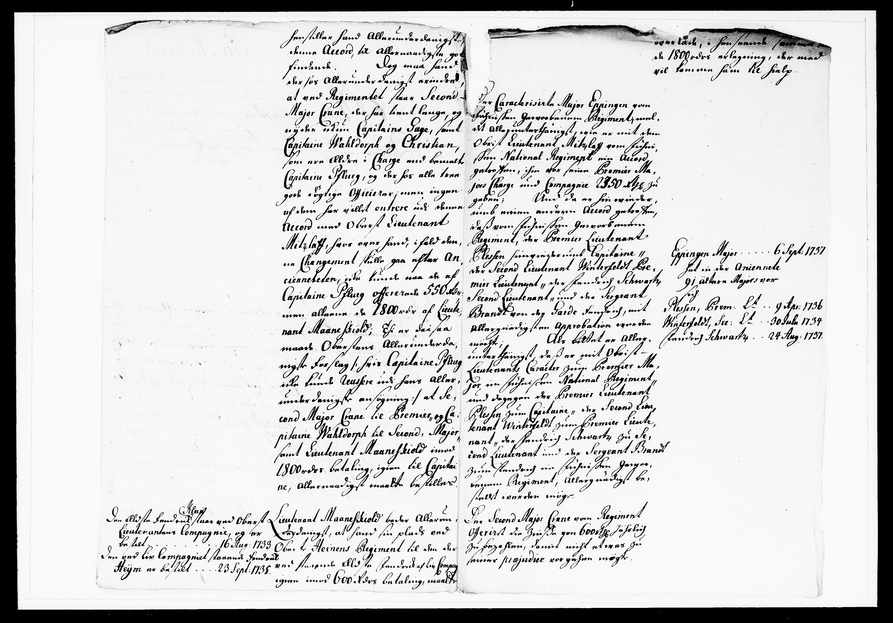 Krigskollegiet, Krigskancelliet, DRA/A-0006/-/1143-1150: Refererede sager, 1738, p. 271