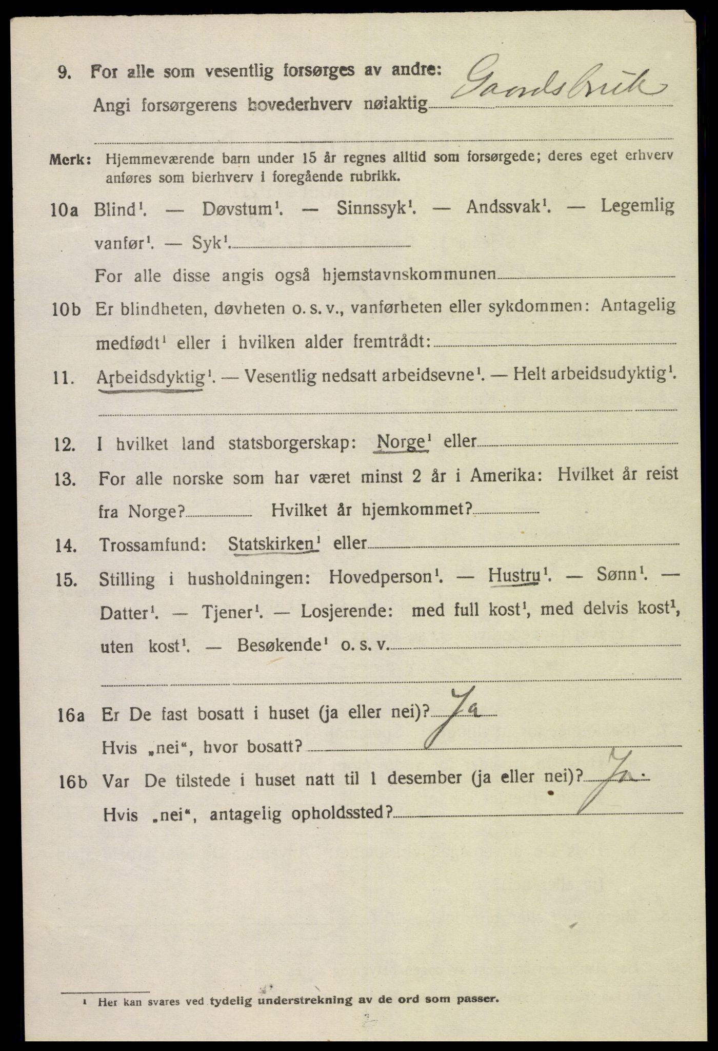 SAK, 1920 census for Lista, 1920, p. 9000