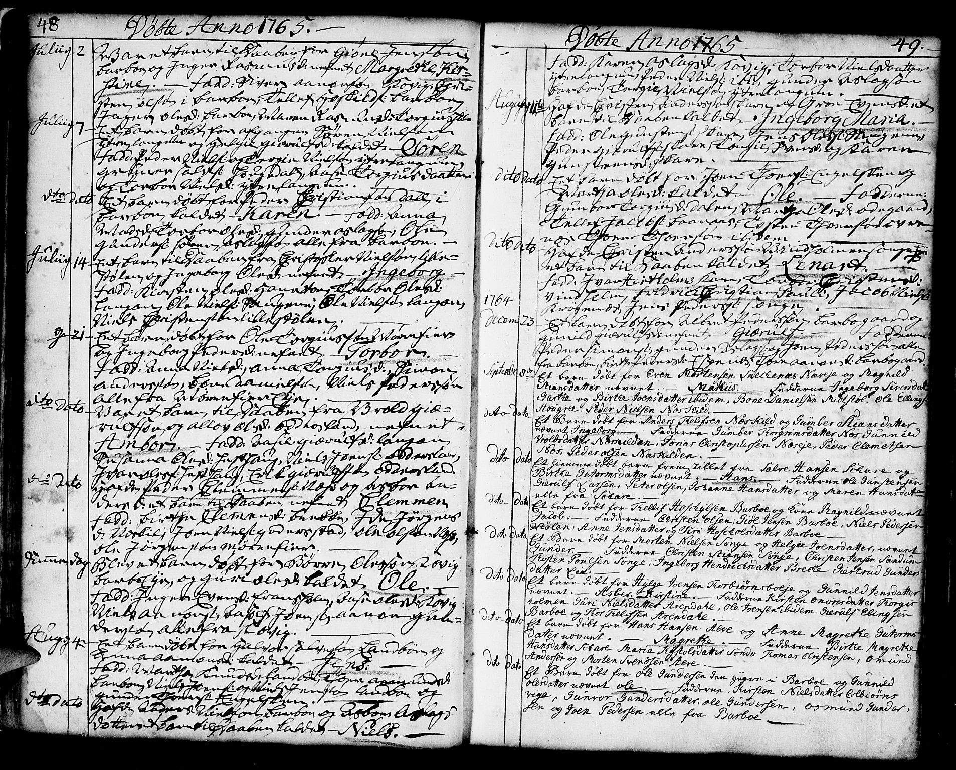 Austre Moland sokneprestkontor, AV/SAK-1111-0001/F/Fa/Faa/L0002: Parish register (official) no. A 2, 1747-1808, p. 48-49