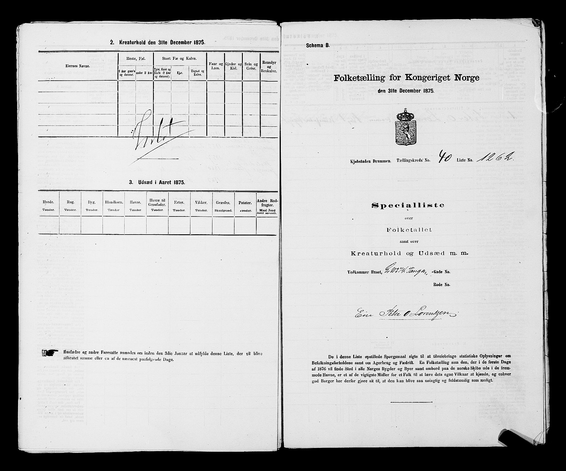 SAKO, 1875 census for 0602 Drammen, 1875, p. 3456