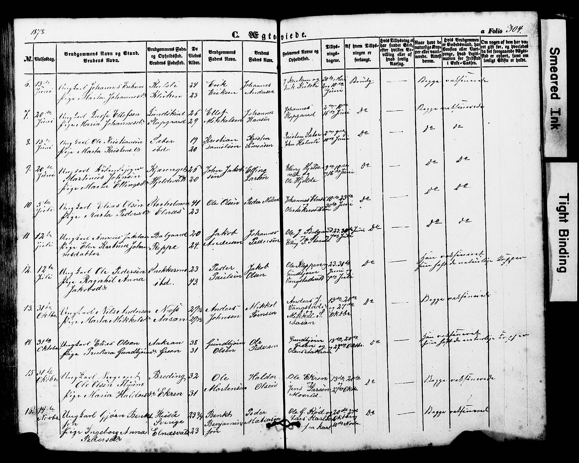 Ministerialprotokoller, klokkerbøker og fødselsregistre - Nord-Trøndelag, SAT/A-1458/724/L0268: Parish register (copy) no. 724C04, 1846-1878, p. 304