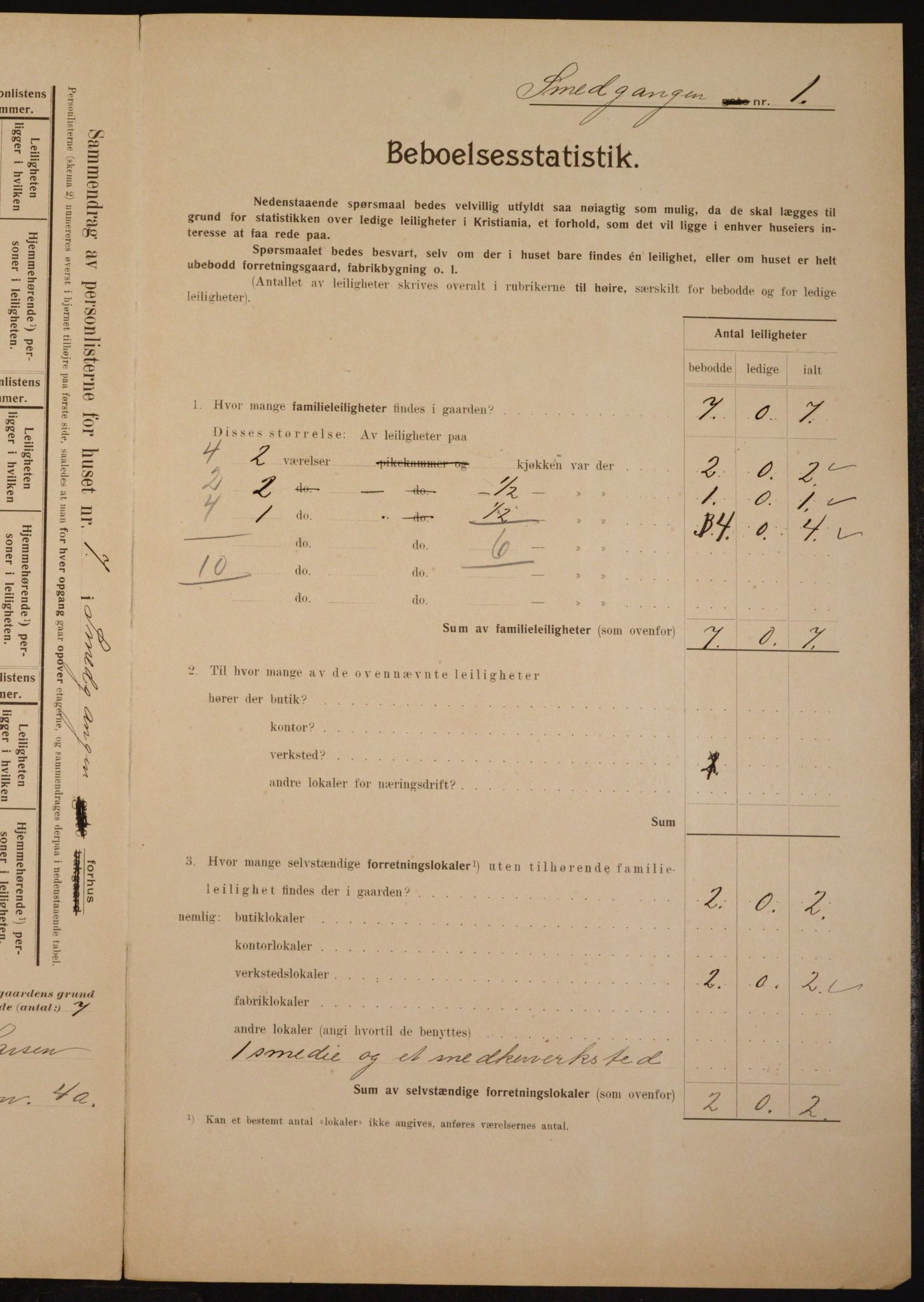 OBA, Municipal Census 1910 for Kristiania, 1910, p. 92585