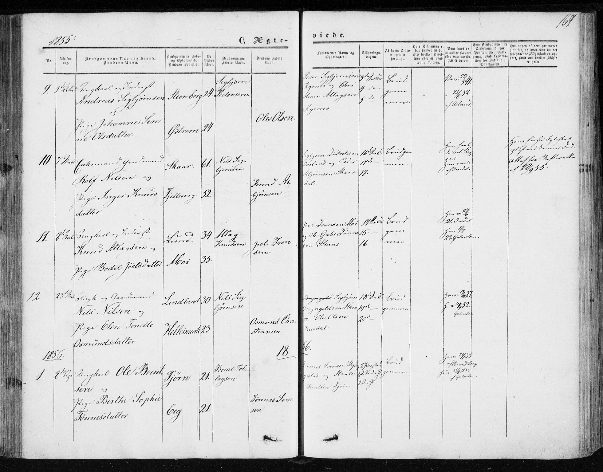 Lund sokneprestkontor, AV/SAST-A-101809/S06/L0009: Parish register (official) no. A 8, 1853-1877, p. 169