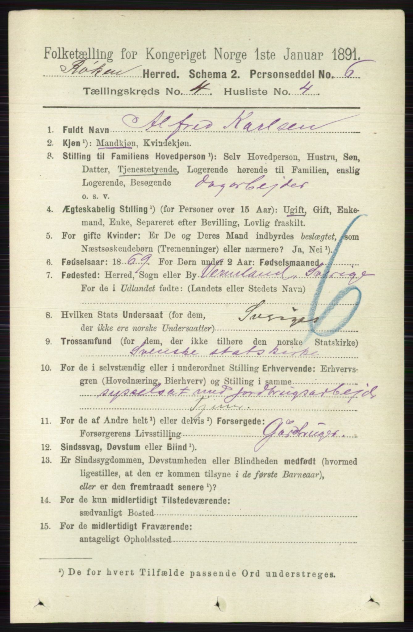 RA, 1891 census for 0627 Røyken, 1891, p. 1882