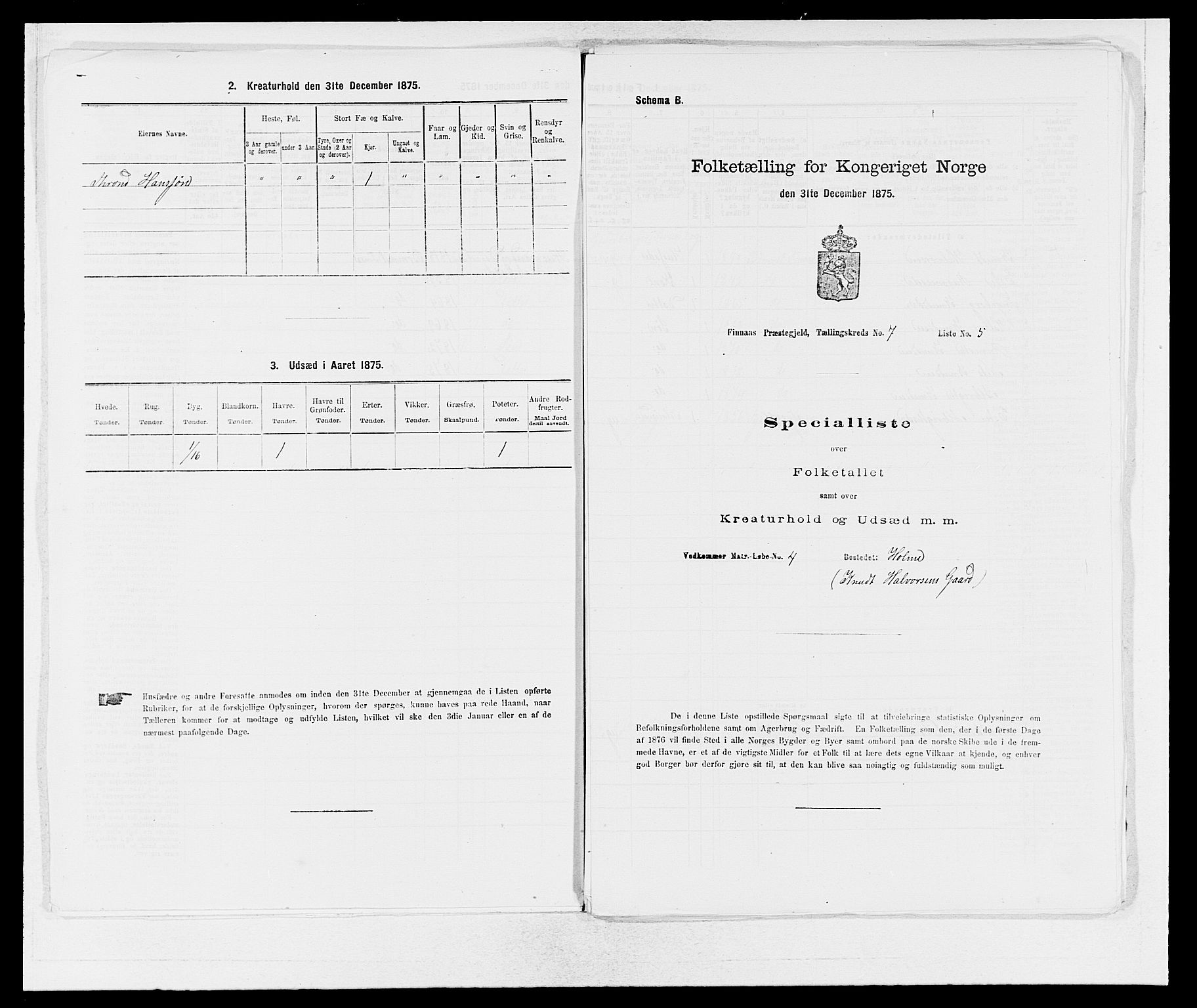 SAB, 1875 census for 1218P Finnås, 1875, p. 797