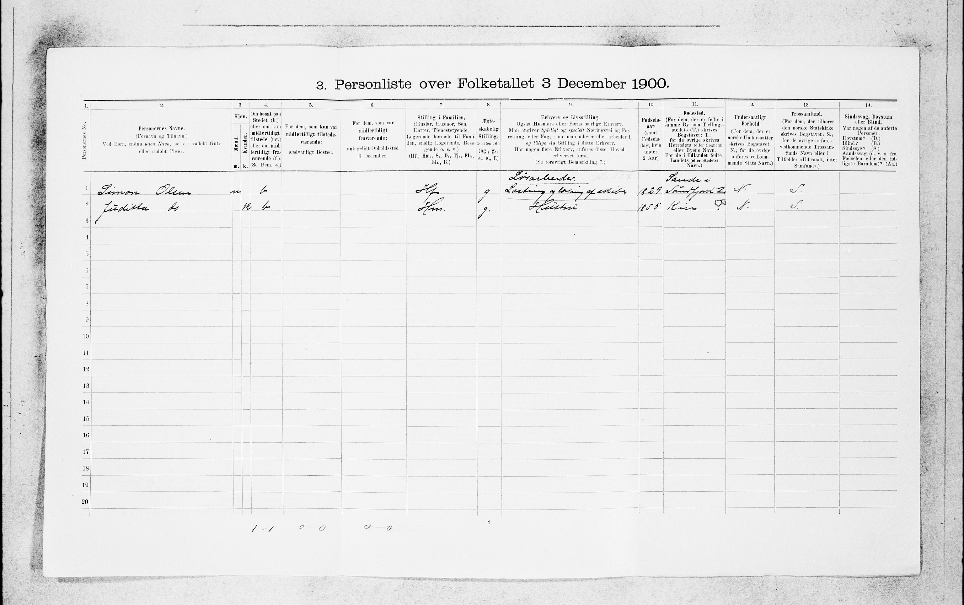 SAB, 1900 census for Bergen, 1900, p. 5352