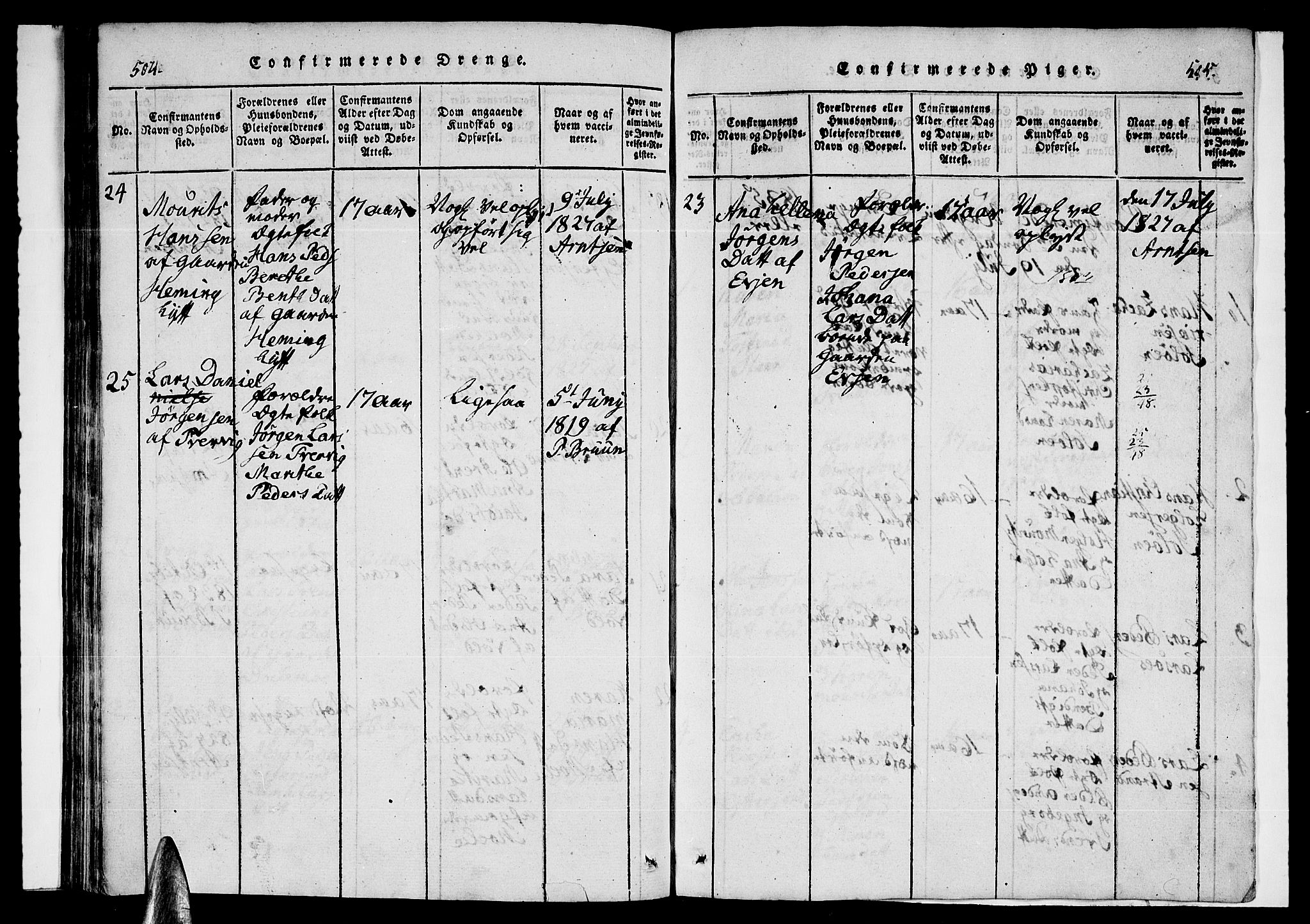 Ministerialprotokoller, klokkerbøker og fødselsregistre - Nordland, SAT/A-1459/846/L0651: Parish register (copy) no. 846C01, 1821-1841, p. 504-505