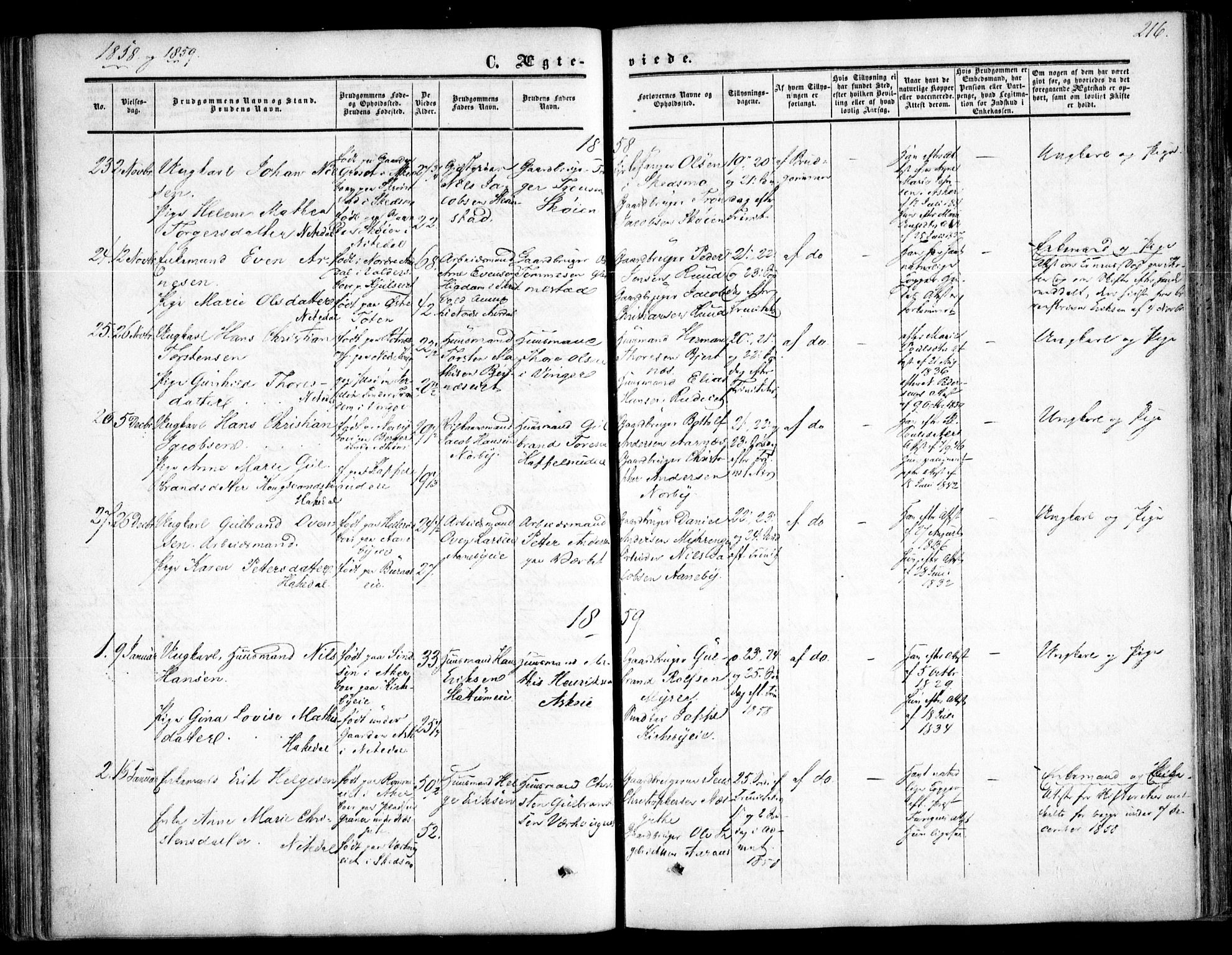 Nittedal prestekontor Kirkebøker, SAO/A-10365a/F/Fa/L0005: Parish register (official) no. I 5, 1850-1862, p. 216