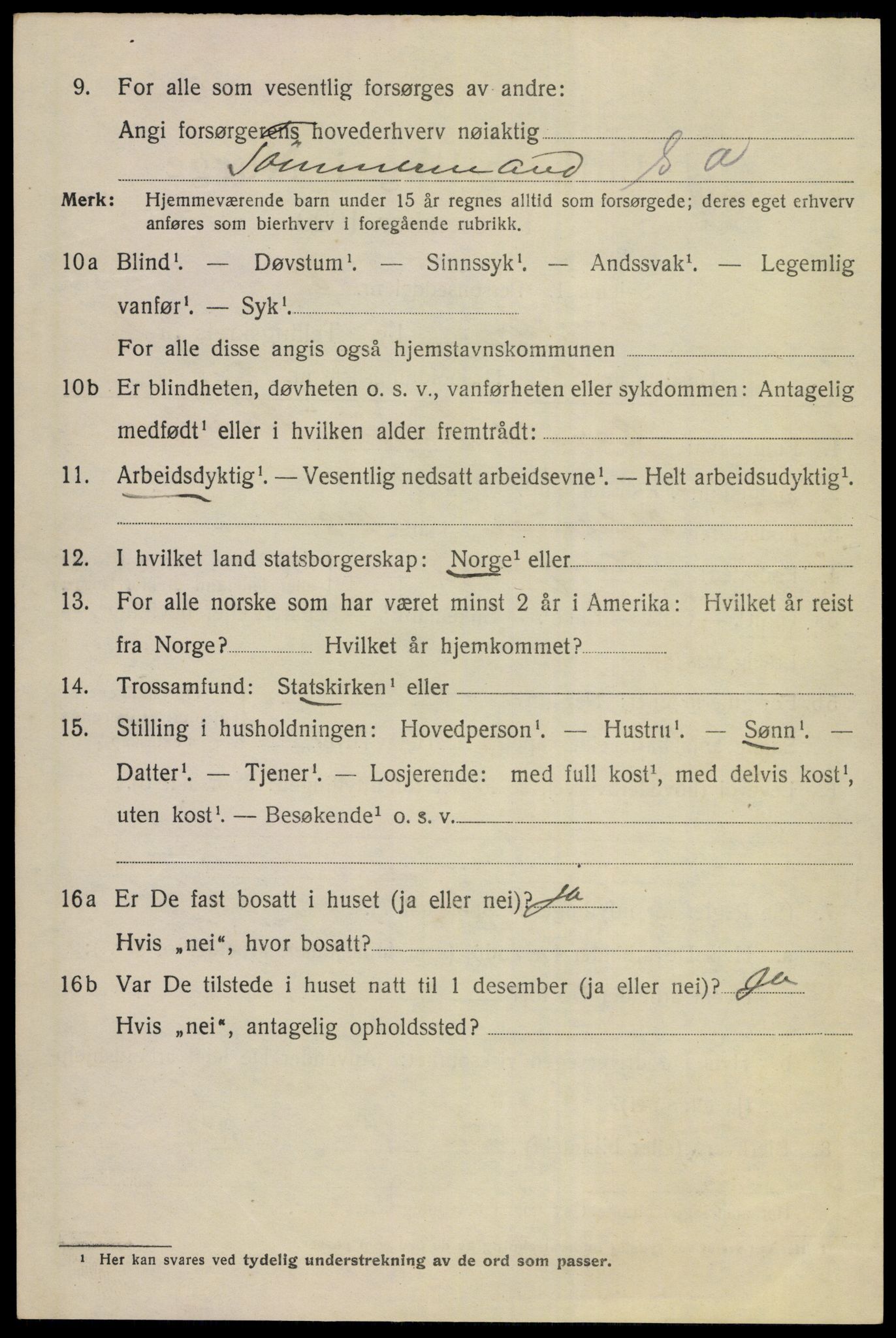 SAKO, 1920 census for Kongsberg, 1920, p. 5825