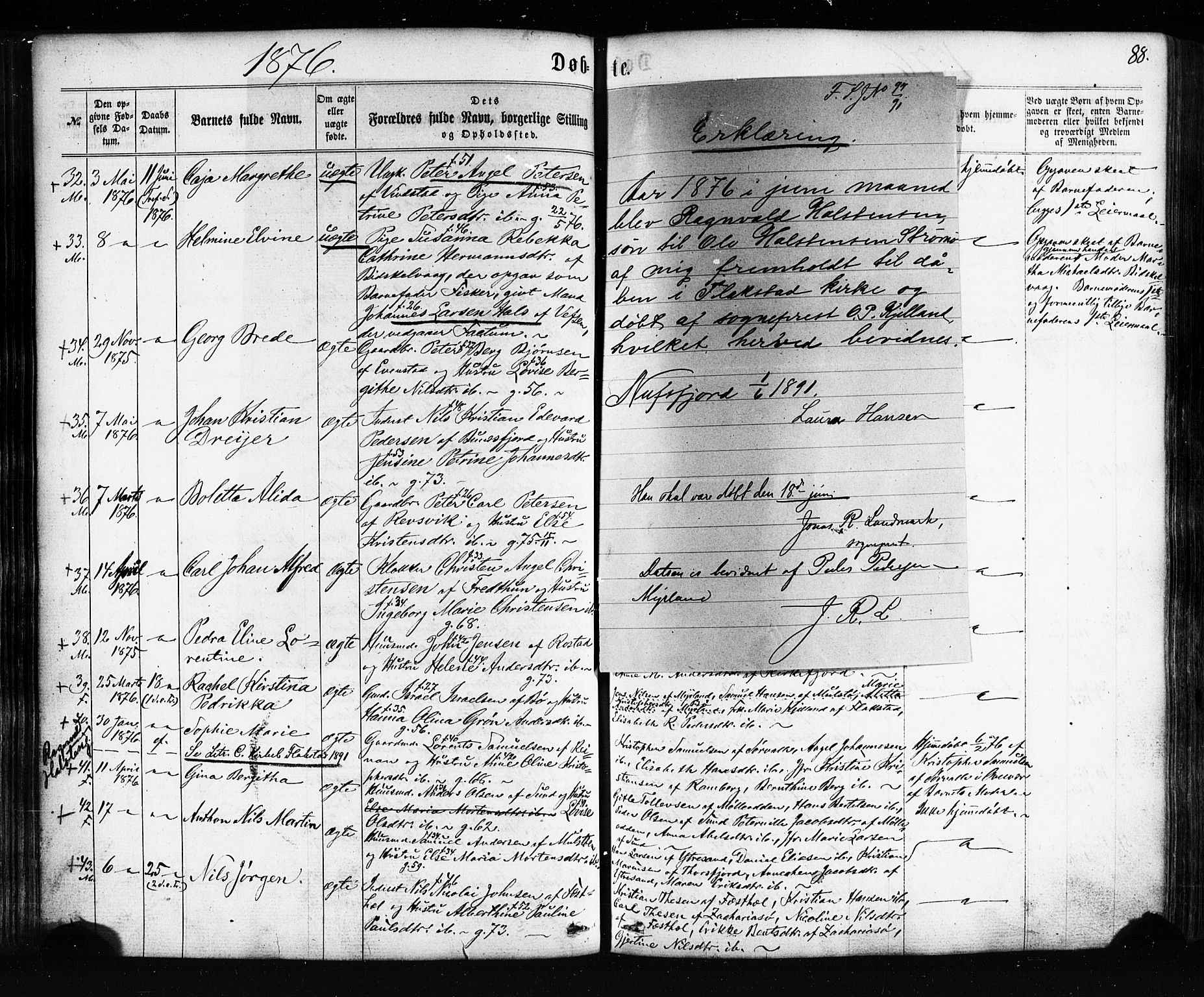 Ministerialprotokoller, klokkerbøker og fødselsregistre - Nordland, SAT/A-1459/885/L1203: Parish register (official) no. 885A04, 1859-1877, p. 88